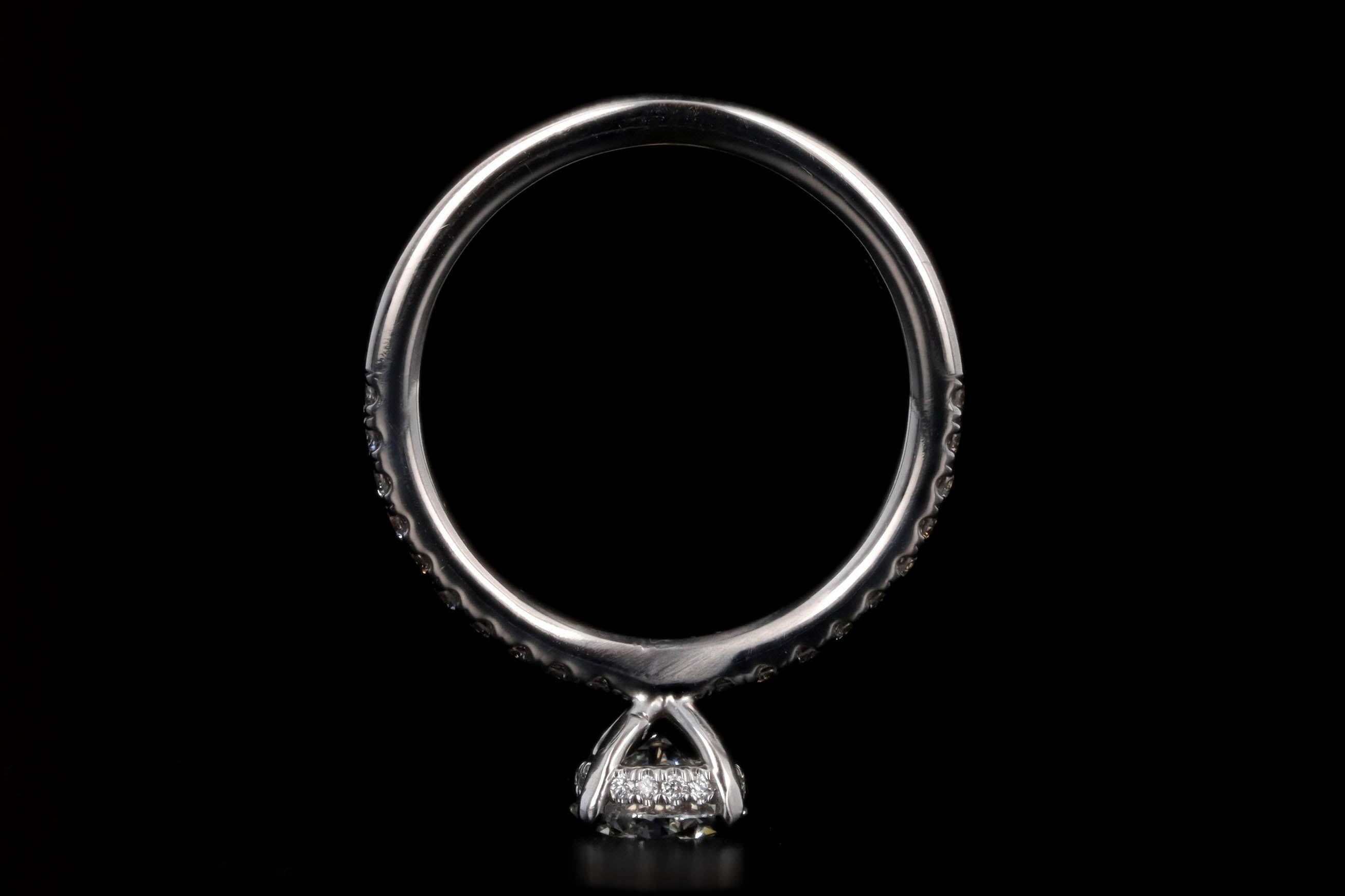 14K White Gold 0.80 Carat Round Brilliant Diamond Hidden Halo Engagement Ring - Queen May
