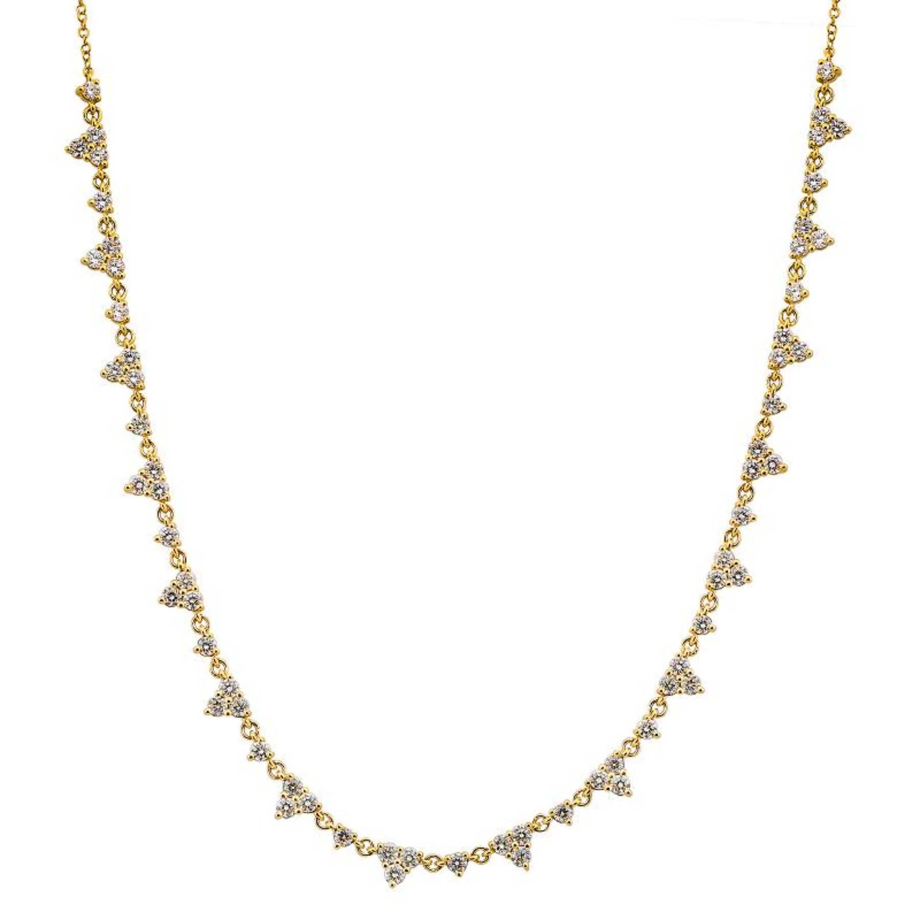 14K Gold Diamond Trinity Choker Necklace - Queen May