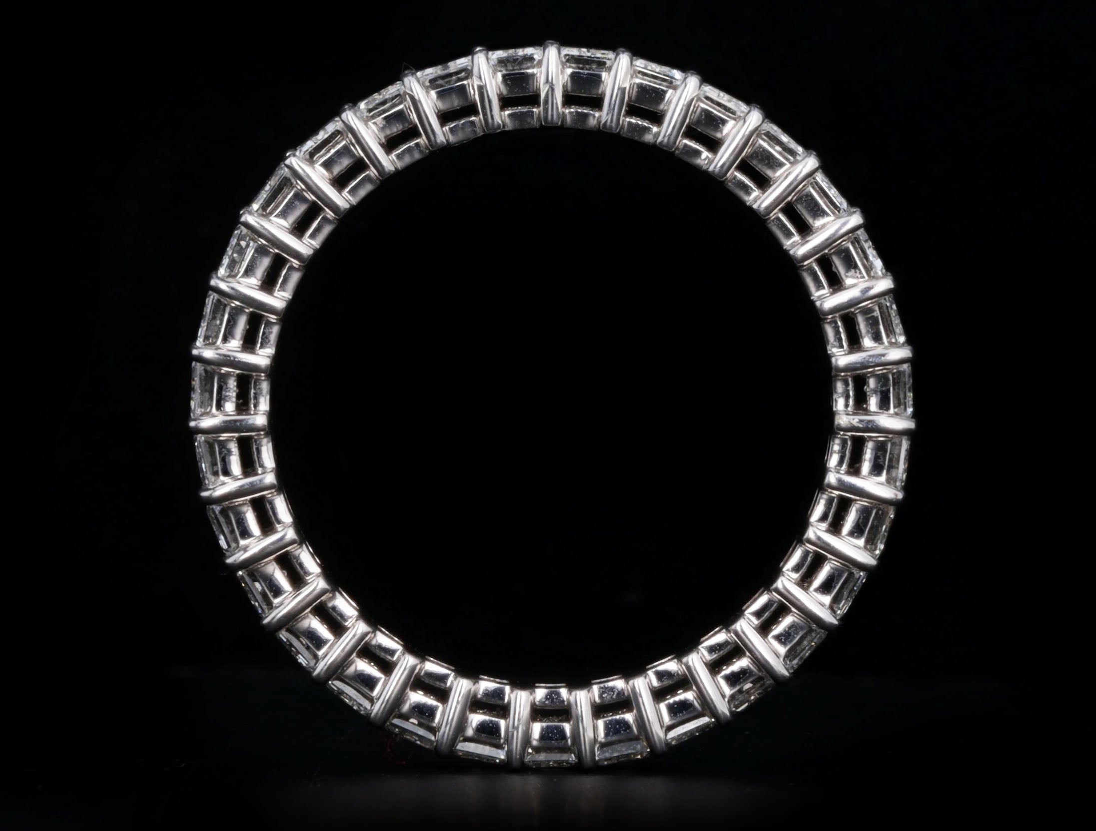 18K White Gold 1.93 Carat Total Weight Emerald Cut Diamond Eternity Band - Queen May