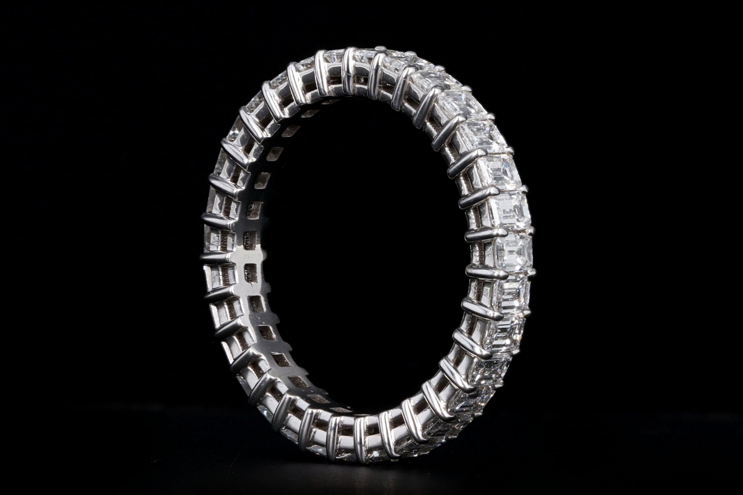 18K White Gold 1.93 Carat Total Weight Emerald Cut Diamond Eternity Band - Queen May
