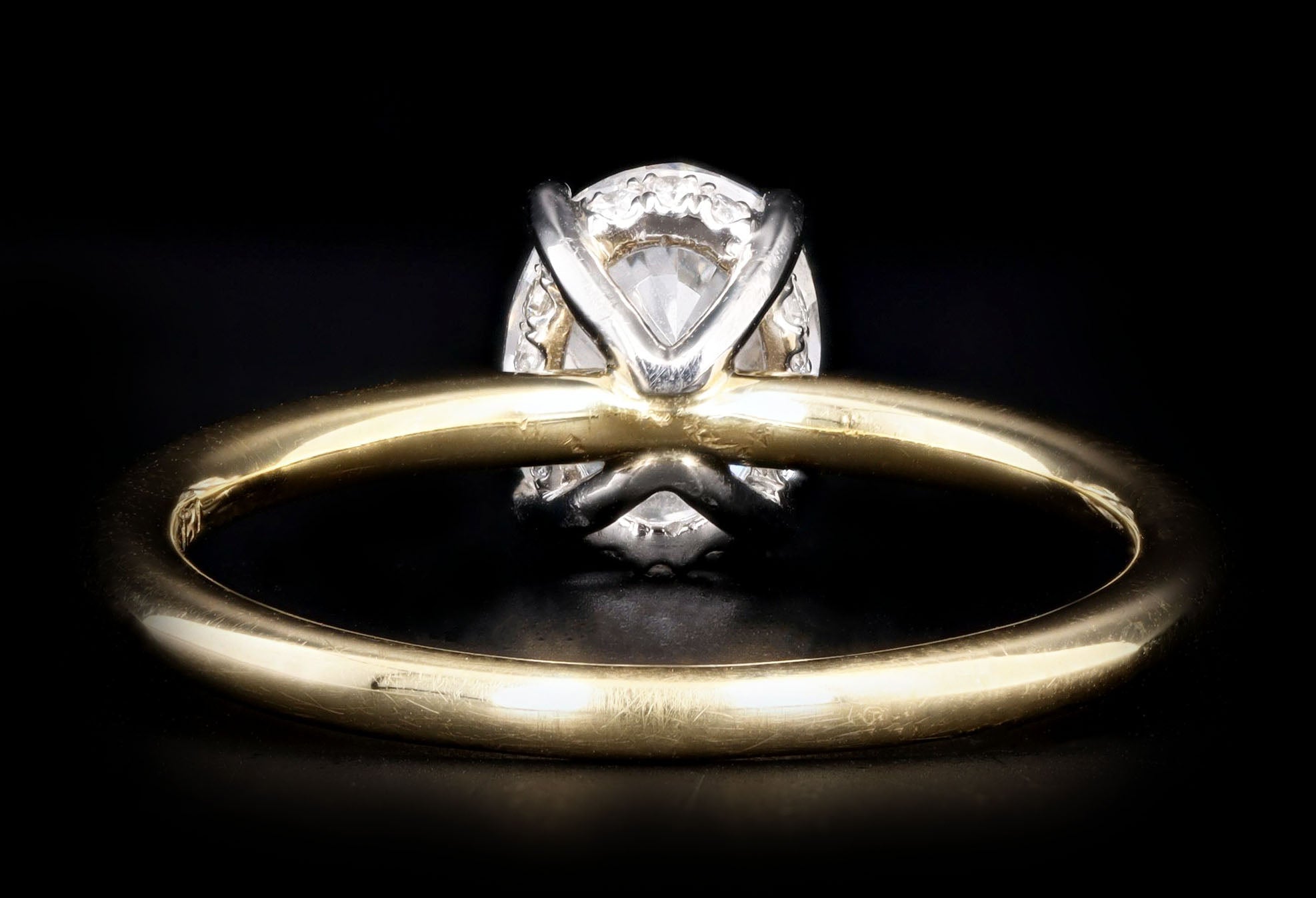 18K Yellow Gold & Platinum 1.07 Carat Oval Diamond Hidden Halo Engagement Ring GIA Certified - Queen May