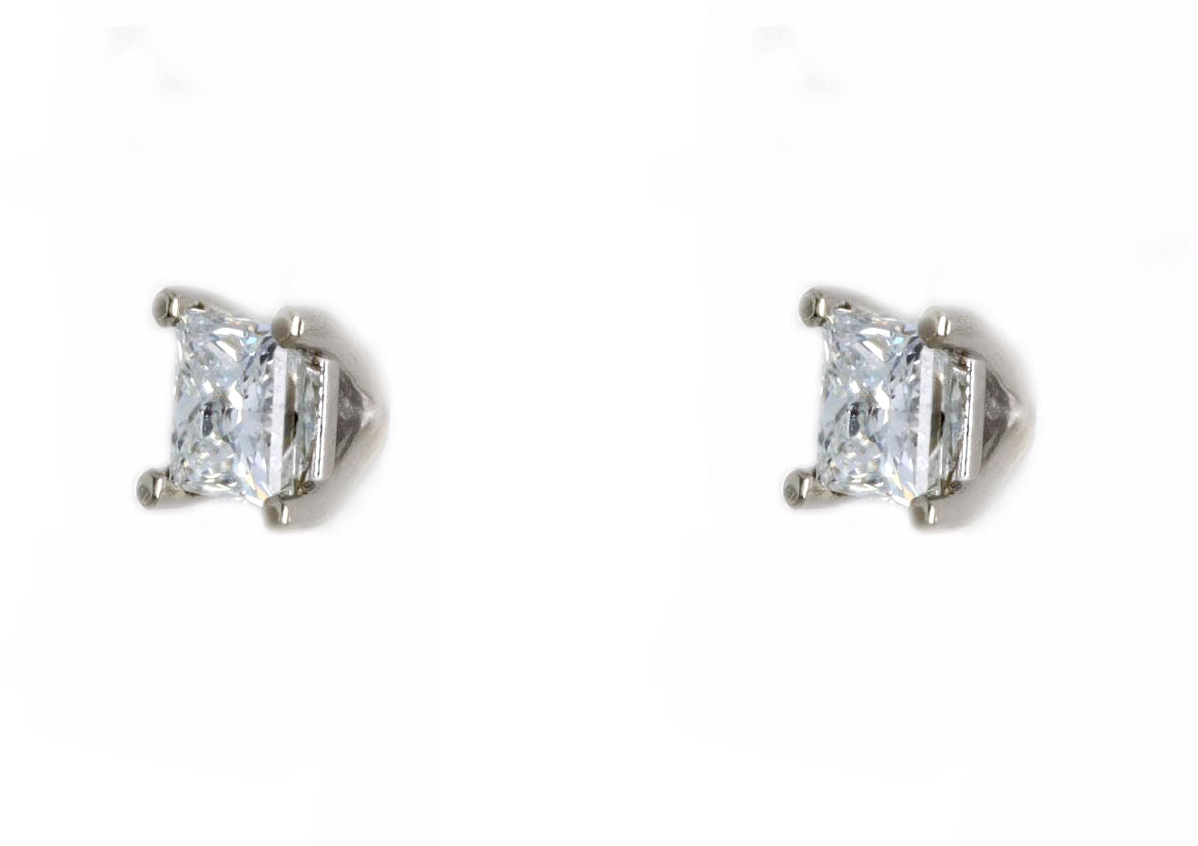 0.56 Carat Total Weight Princess Cut Diamond Martini Stud Earrings in 14K White Gold - Queen May