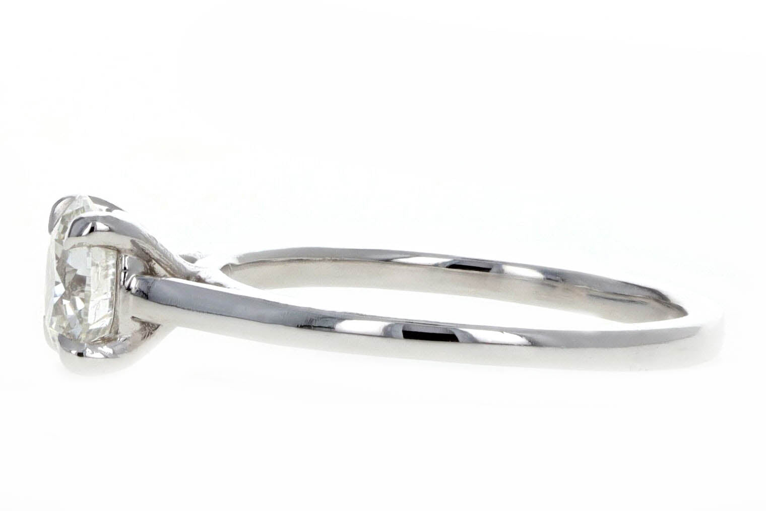 0.97 Carat Round Brilliant Diamond Solitaire Engagement Ring in 14K White Gold GSI Certified - Queen May