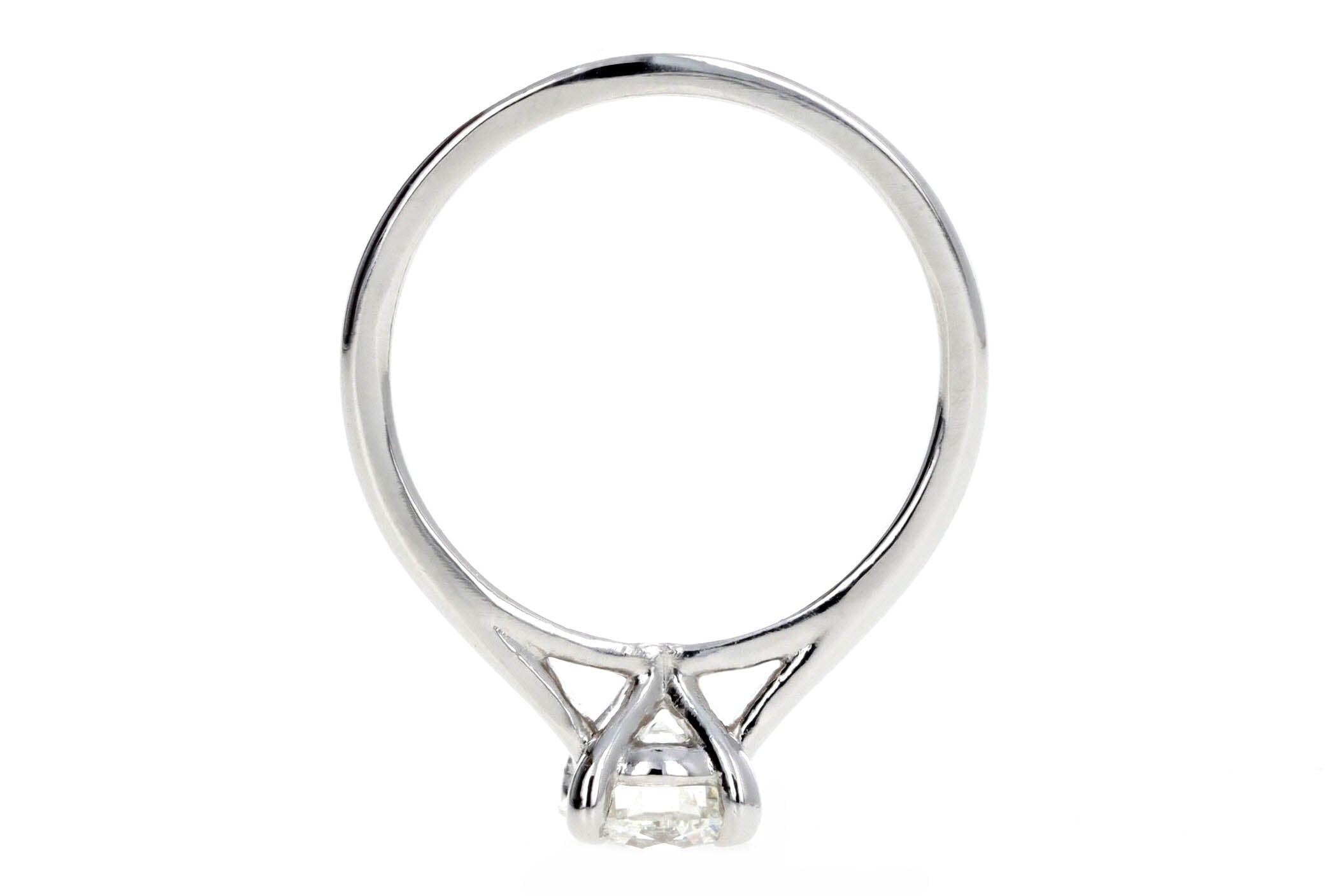 0.97 Carat Round Brilliant Diamond Solitaire Engagement Ring in 14K White Gold GSI Certified - Queen May