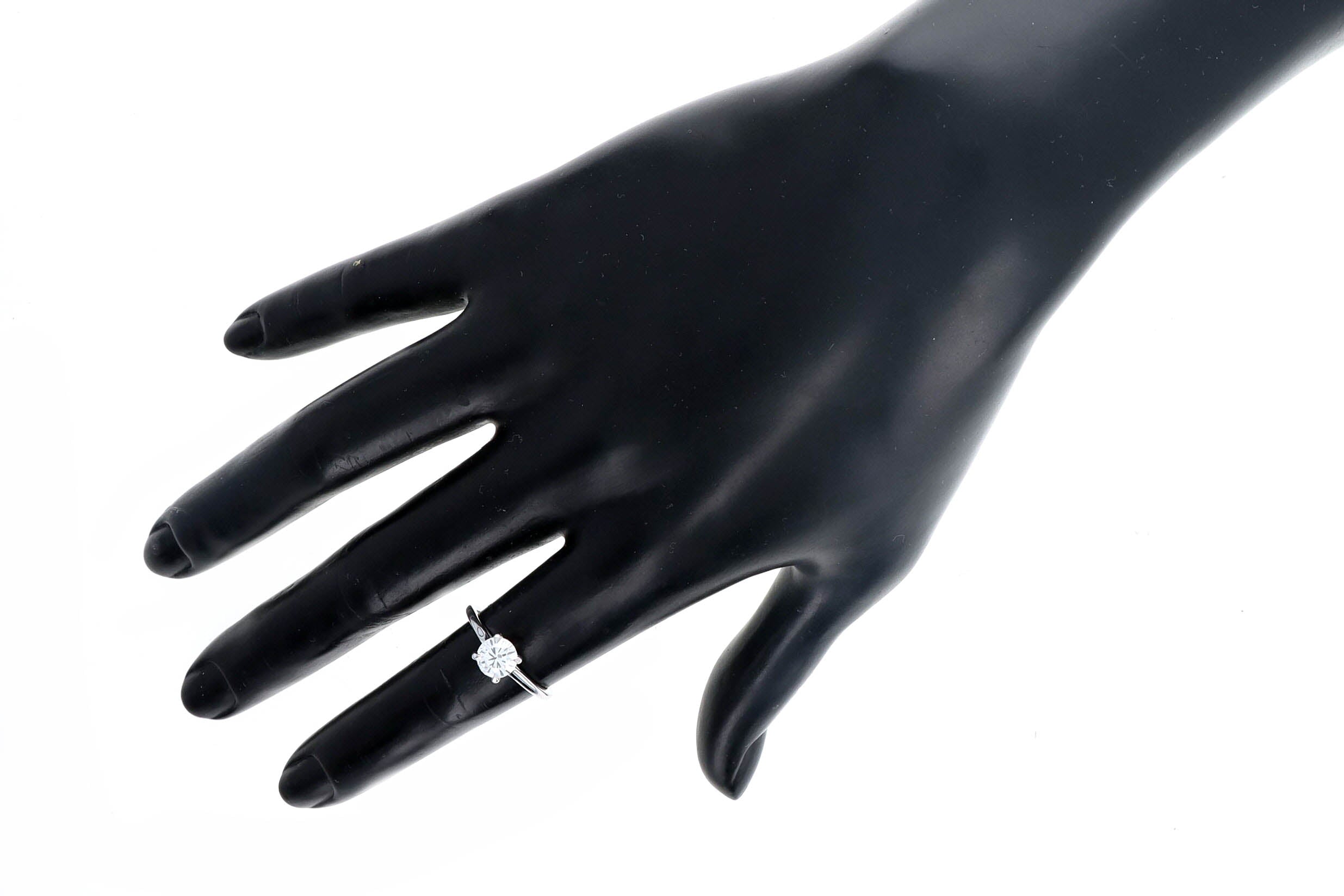 0.97 Carat Round Brilliant Diamond Solitaire Engagement Ring in 14K White Gold GSI Certified - Queen May