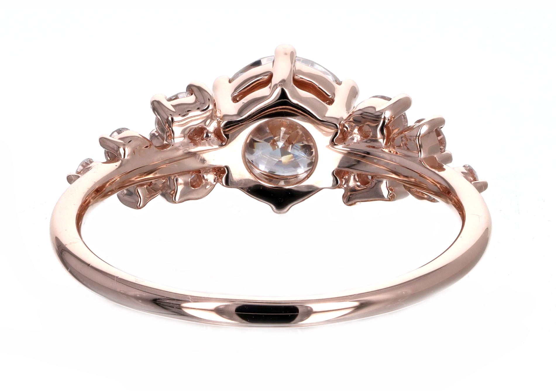 1.04 Carat Round Brilliant Diamond Floral Engagement Ring in 14K Rose Gold GIA Certified - Queen May
