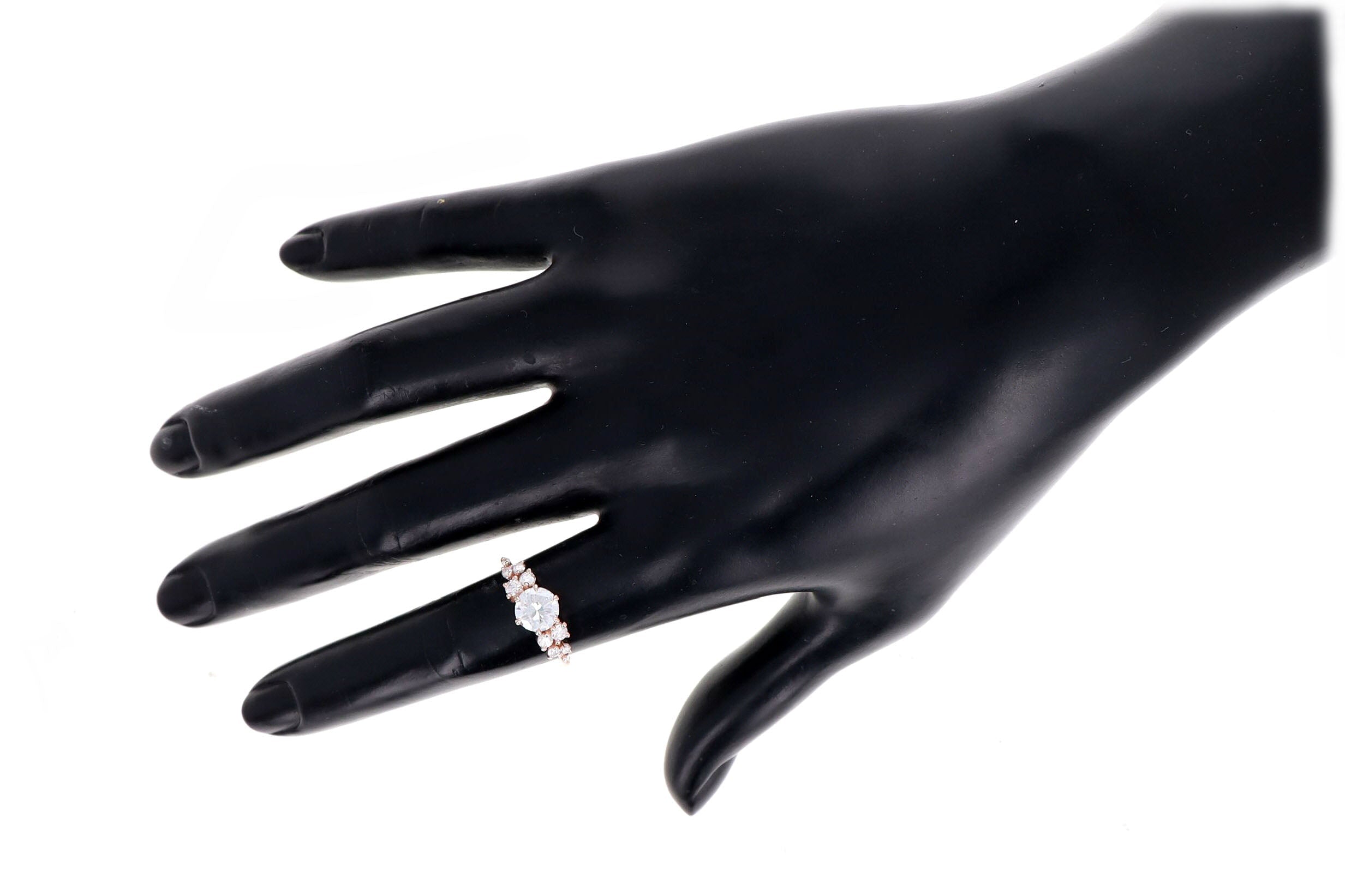 1.04 Carat Round Brilliant Diamond Floral Engagement Ring in 14K Rose Gold GIA Certified - Queen May
