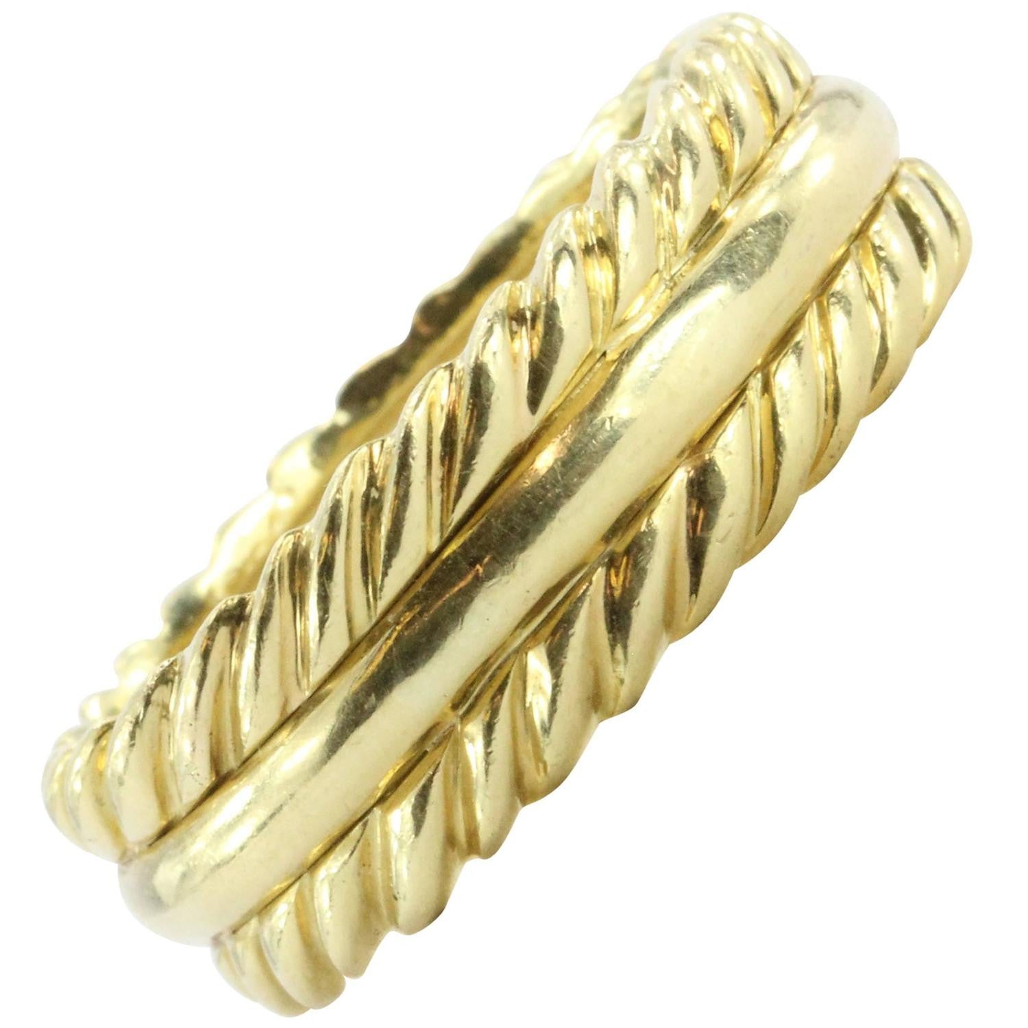 David Yurman 18K Gold Wide Set Cable Band Ring Size 11.5 - Queen May