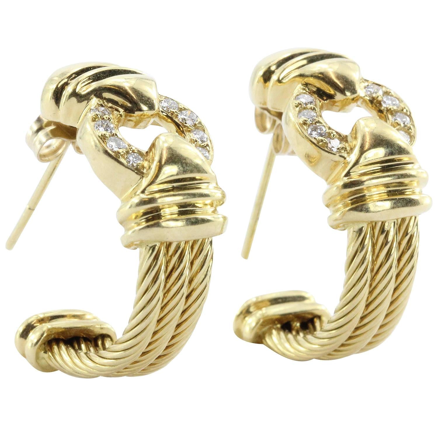 Charriol 18k Gold & Diamond Earrings - Queen May