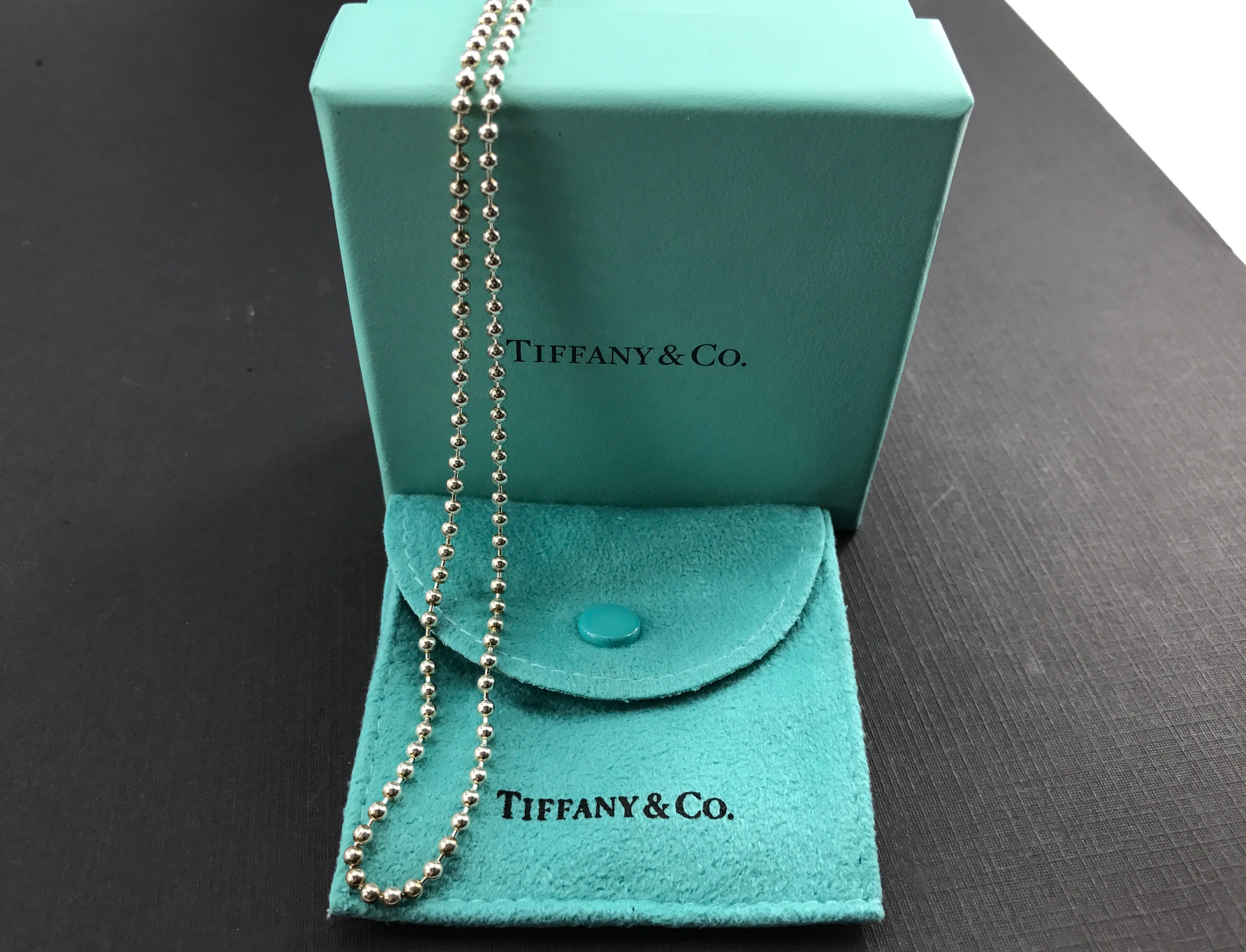 Tiffany & Co Sterling Silver 2.5mm Beaded Ball Chain Necklace 18" - Queen May