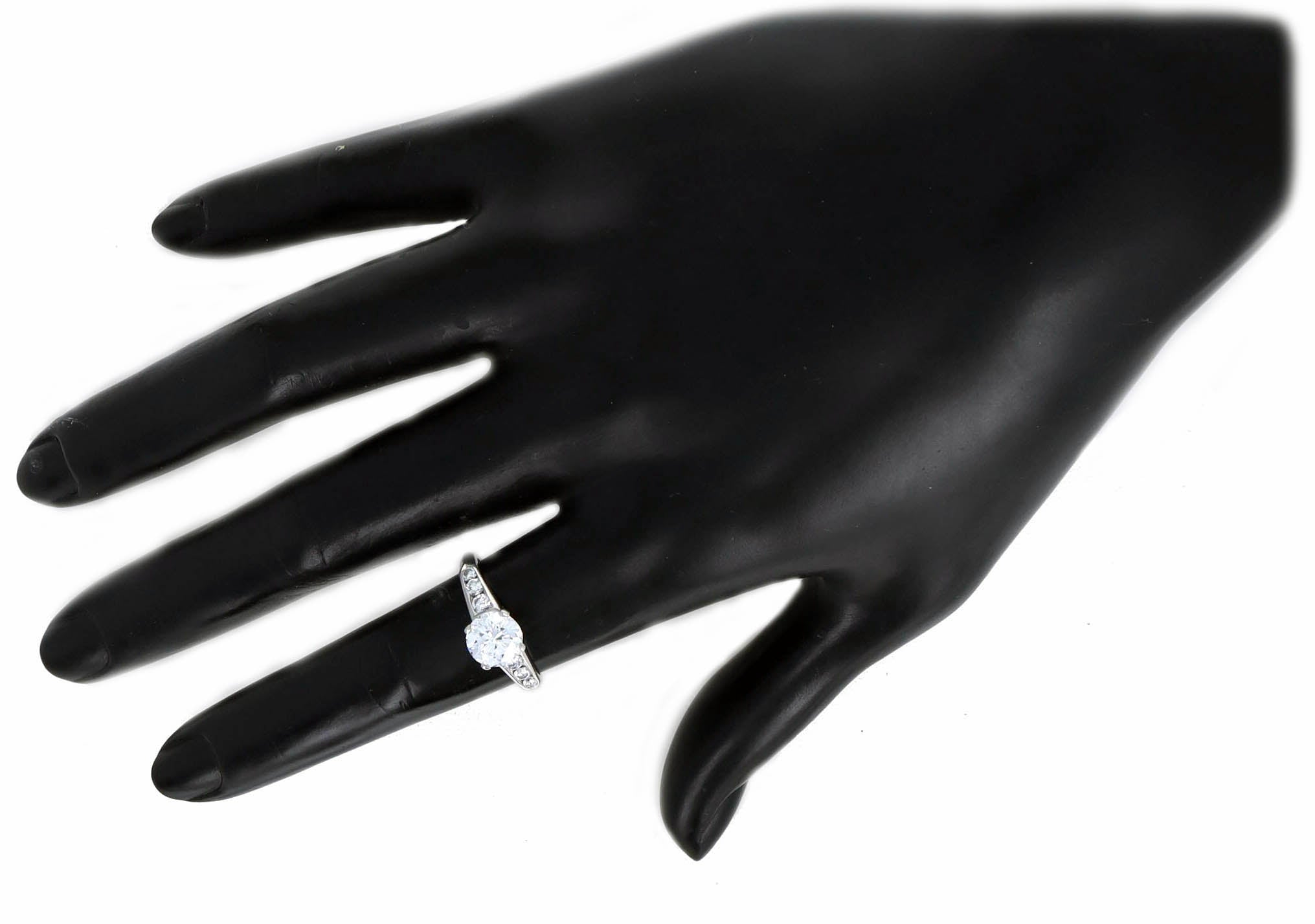 Platinum 1.36 Carat Round Brilliant Diamond Engagement Ring GIA Certified - Queen May
