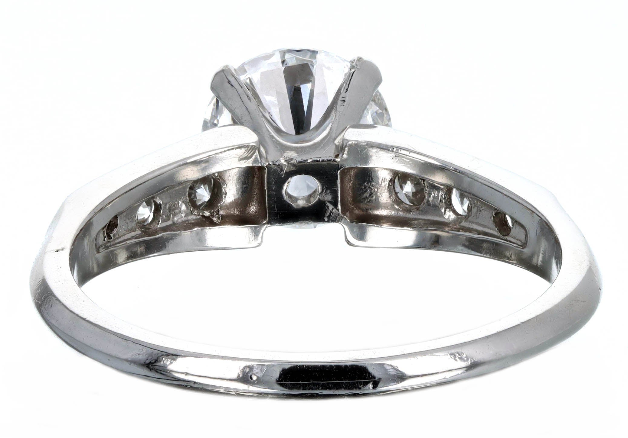Platinum 1.36 Carat Round Brilliant Diamond Engagement Ring GIA Certified - Queen May