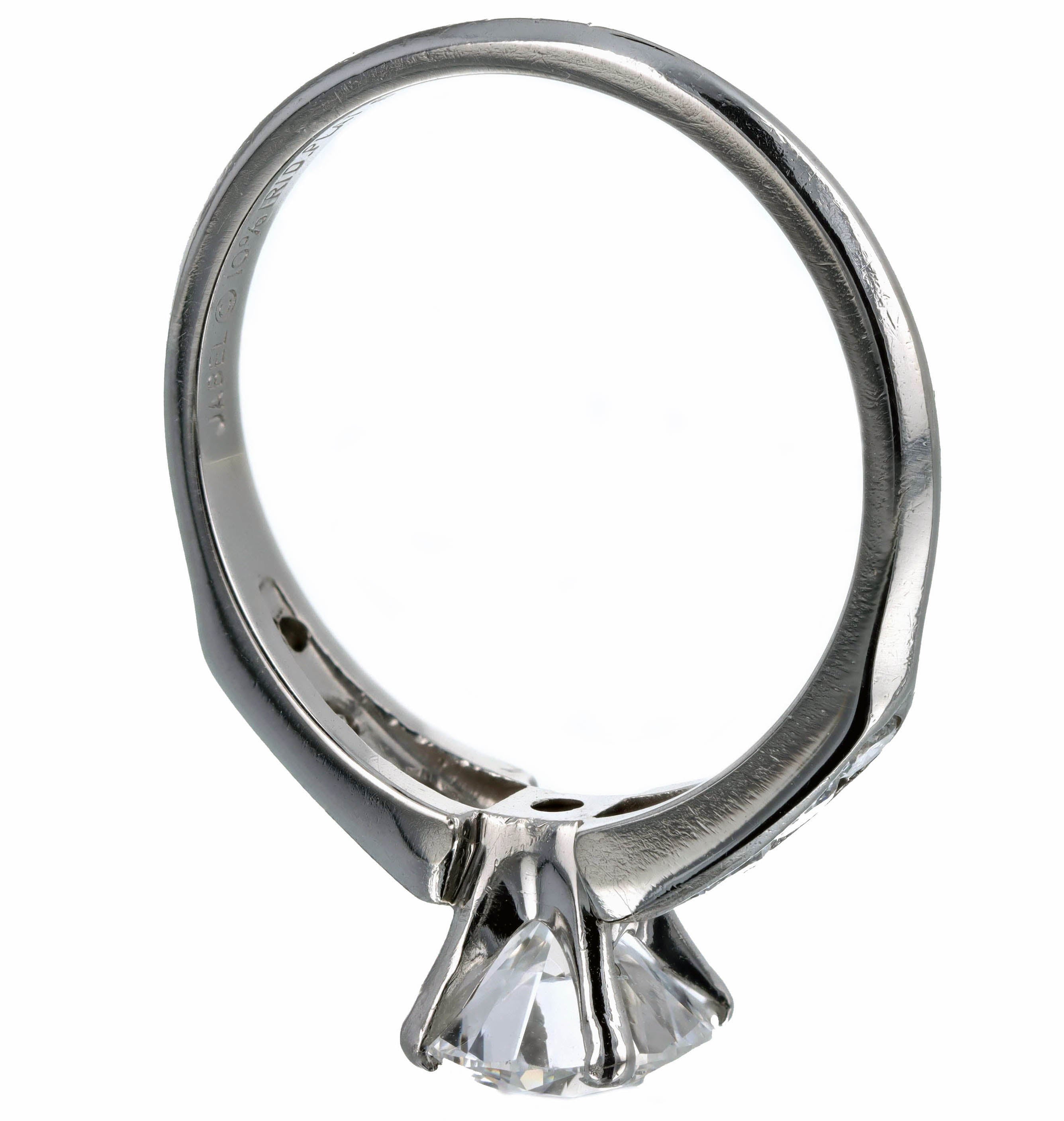 Platinum 1.36 Carat Round Brilliant Diamond Engagement Ring GIA Certified - Queen May