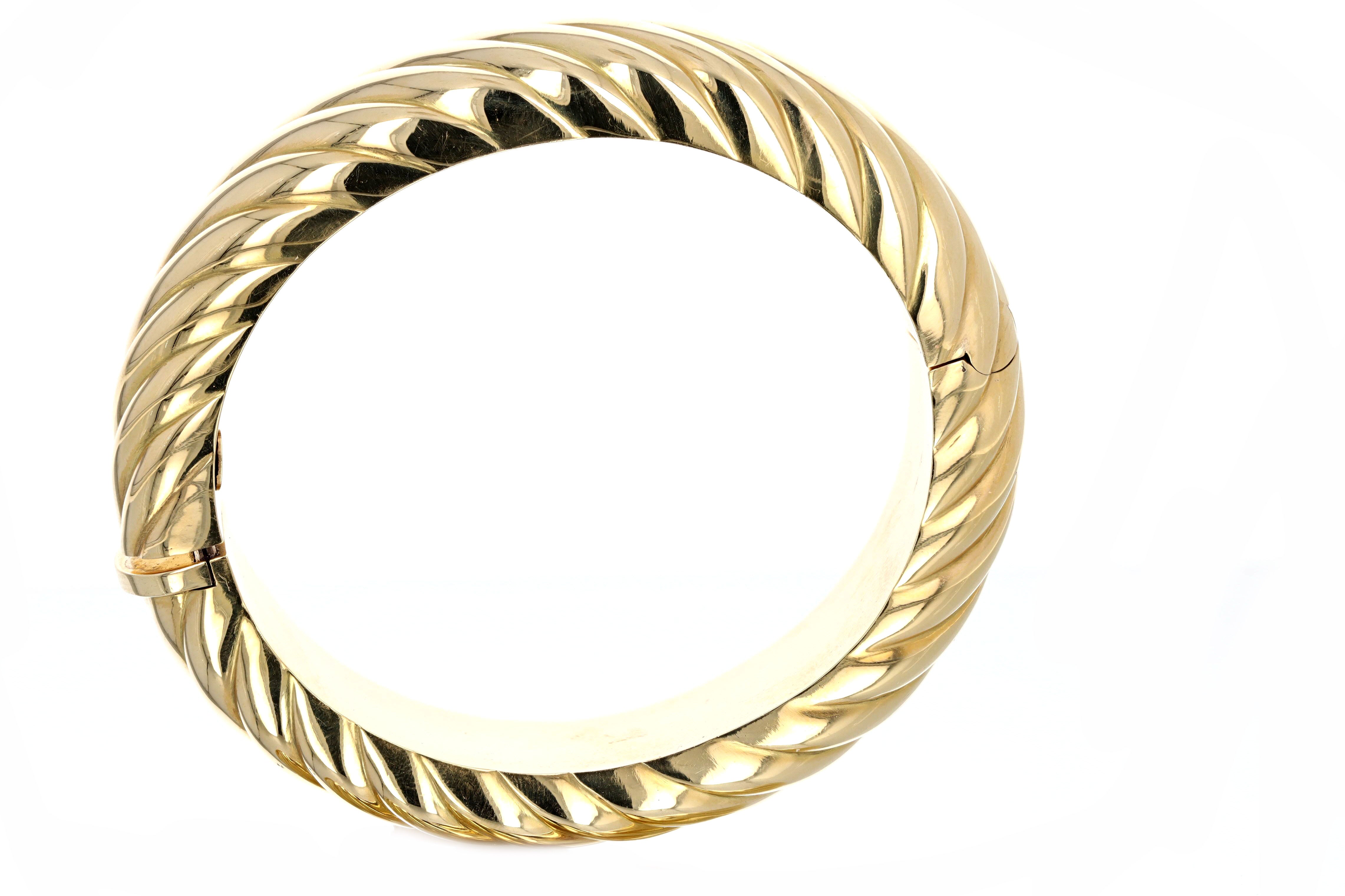 18K Yellow Gold Wide Cable Bangle - Queen May