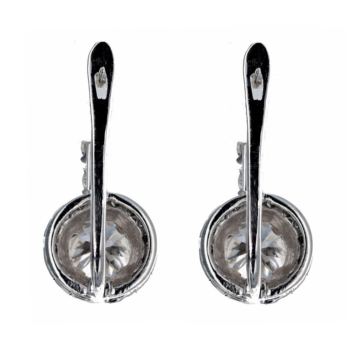 2.45 Carat Total Weight Round Brilliant Diamond Halo Drop Earrings in 18K White Gold - Queen May