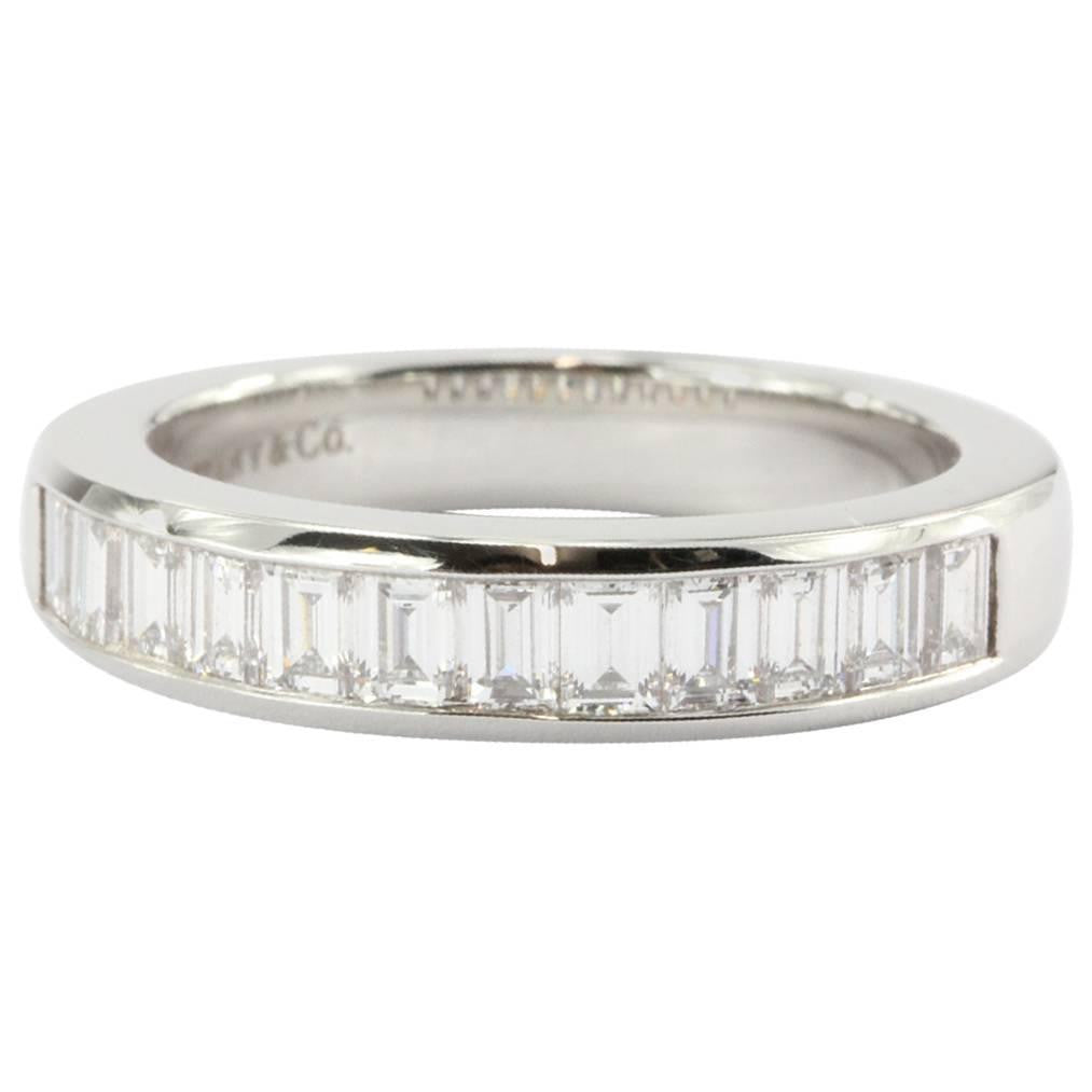 Tiffany & Co. Platinum Diamond Channel Set Half Band Ring Size 6 - Queen May