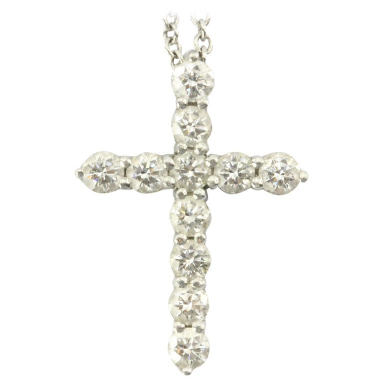 Tiffany & Co Platinum & Diamond Cross Pendant & Necklace - Queen May
