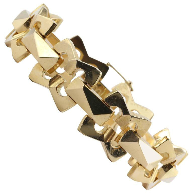 Vintage Retro 18K Rose Gold Tosato Bruno Venice Italy Chunky Bracelet - Queen May