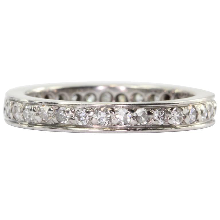 Antique Art Deco Platinum .75 CTW Diamond Eternity Band Ring Size 5.75 - Queen May