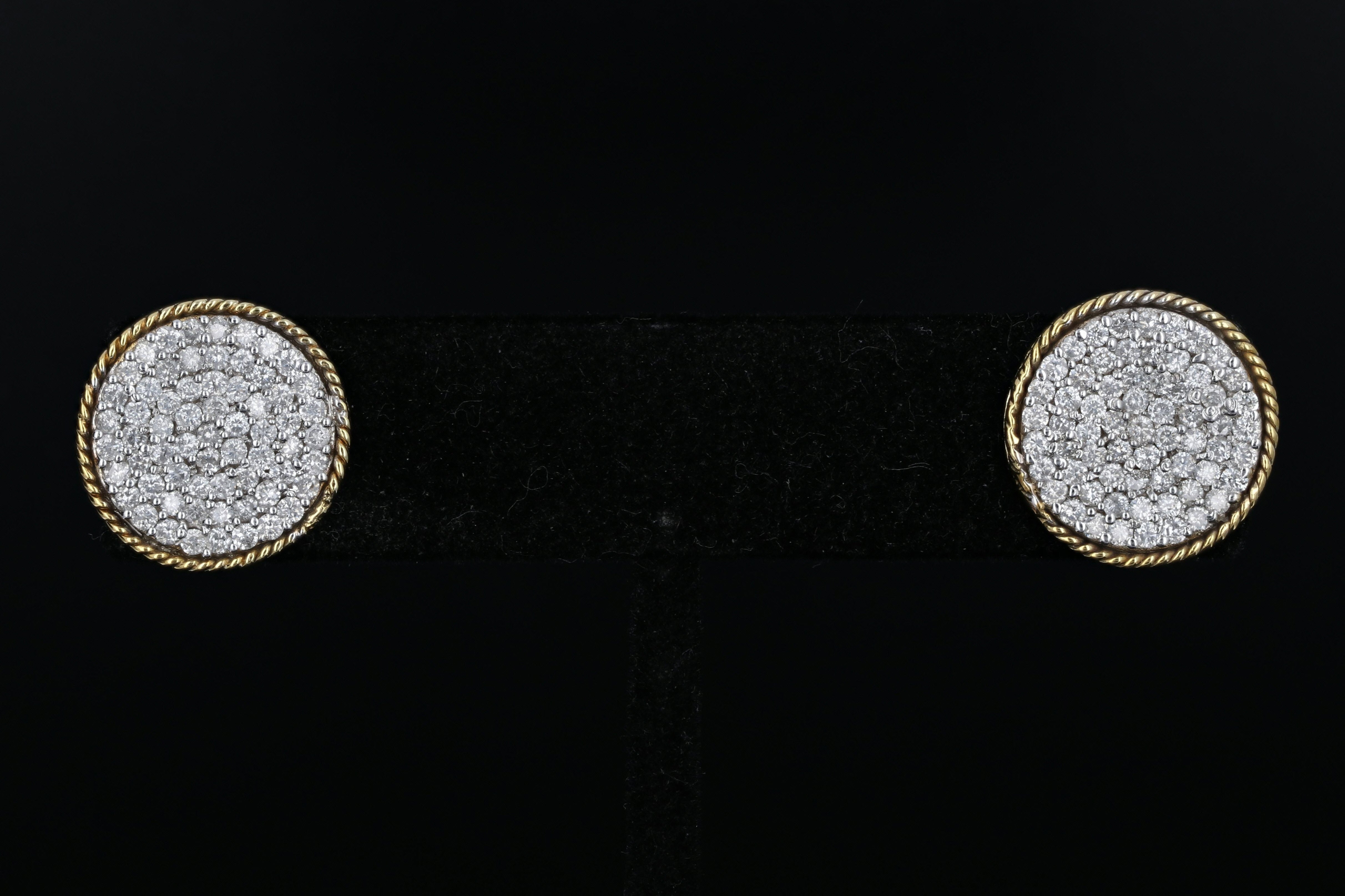 10K Yellow & White Gold 1.5 CTW Diamond Circle Earrings - Queen May