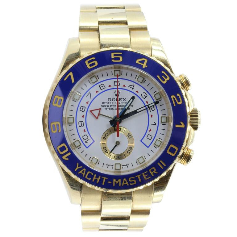 Rolex Yacht Master II 18K Gold Oyster Automatic Men's White Dial Watch 116688WAO - Queen May