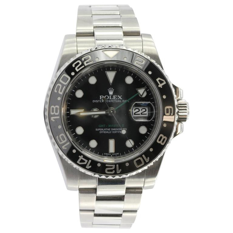 Rolex GMT Master II Black Dial Oyster Perpetual Date Mens Watch - Queen May