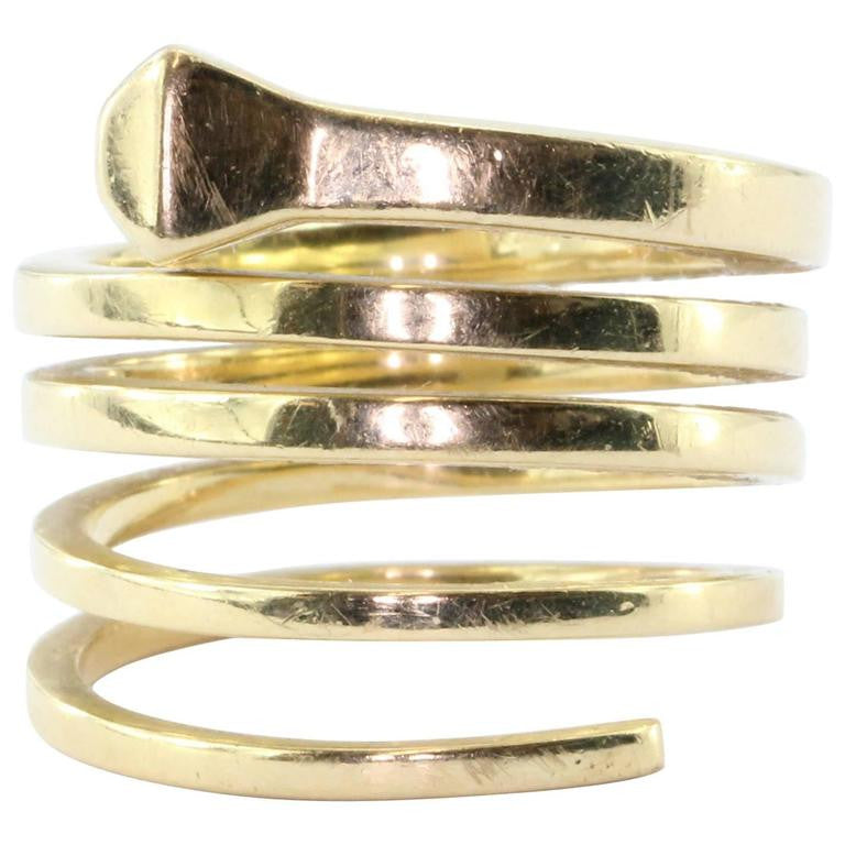 Gucci Chiodo Collection 18K Gold Spiral Nail Ring Circa 1970 - Queen May