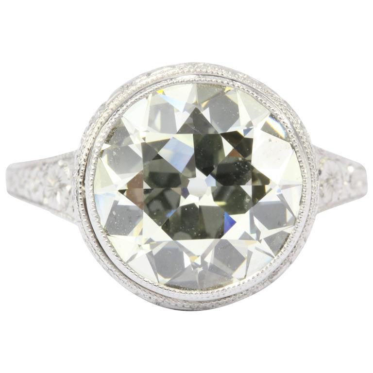 Circa 1915 Edwardian Platinum 3.57 Carat Old European Diamond Engagement Ring c.1915 - Queen May