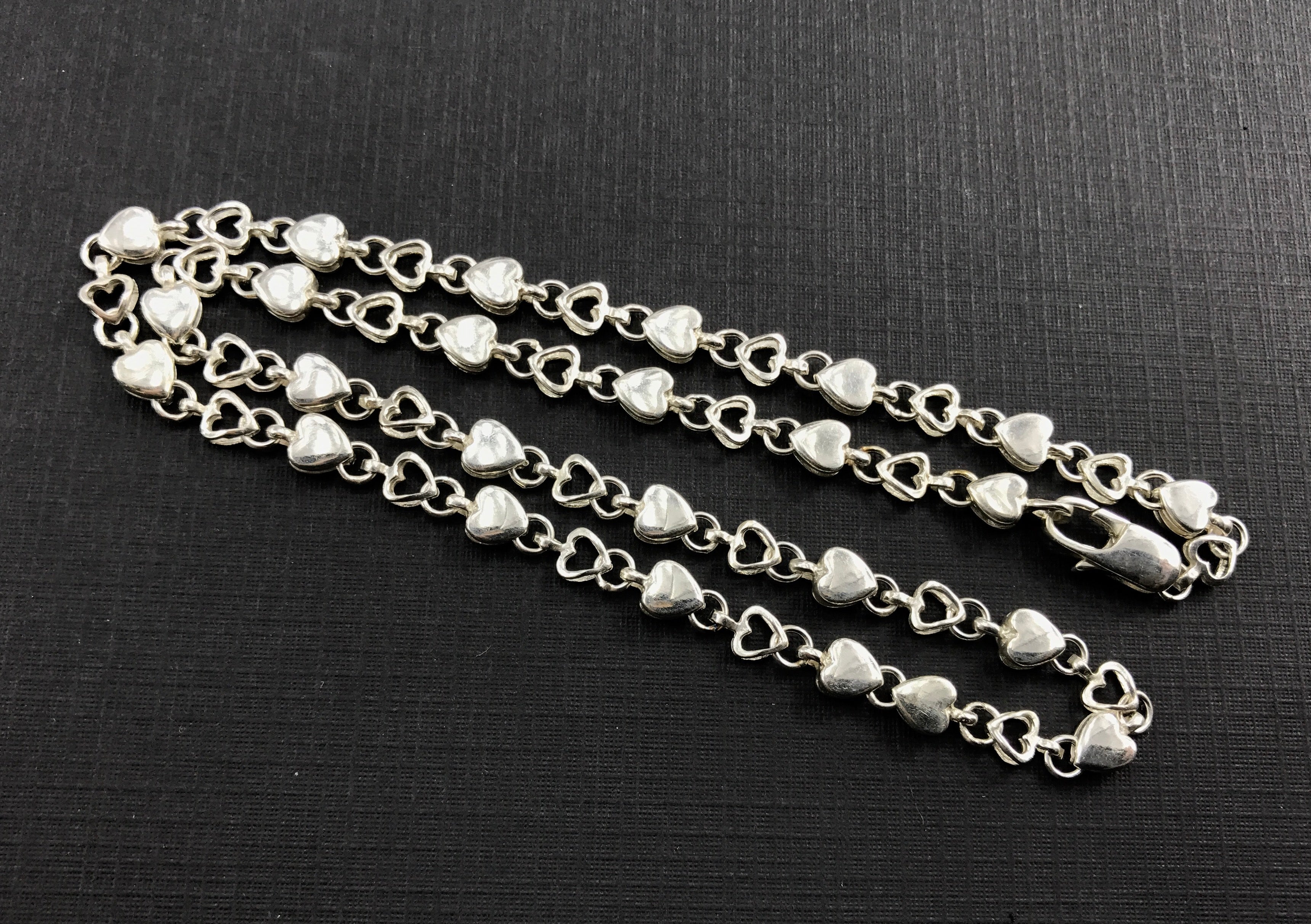 Tiffany & Co Sterling Silver Heart Continuous Chain Link Necklace 16.25" - Queen May