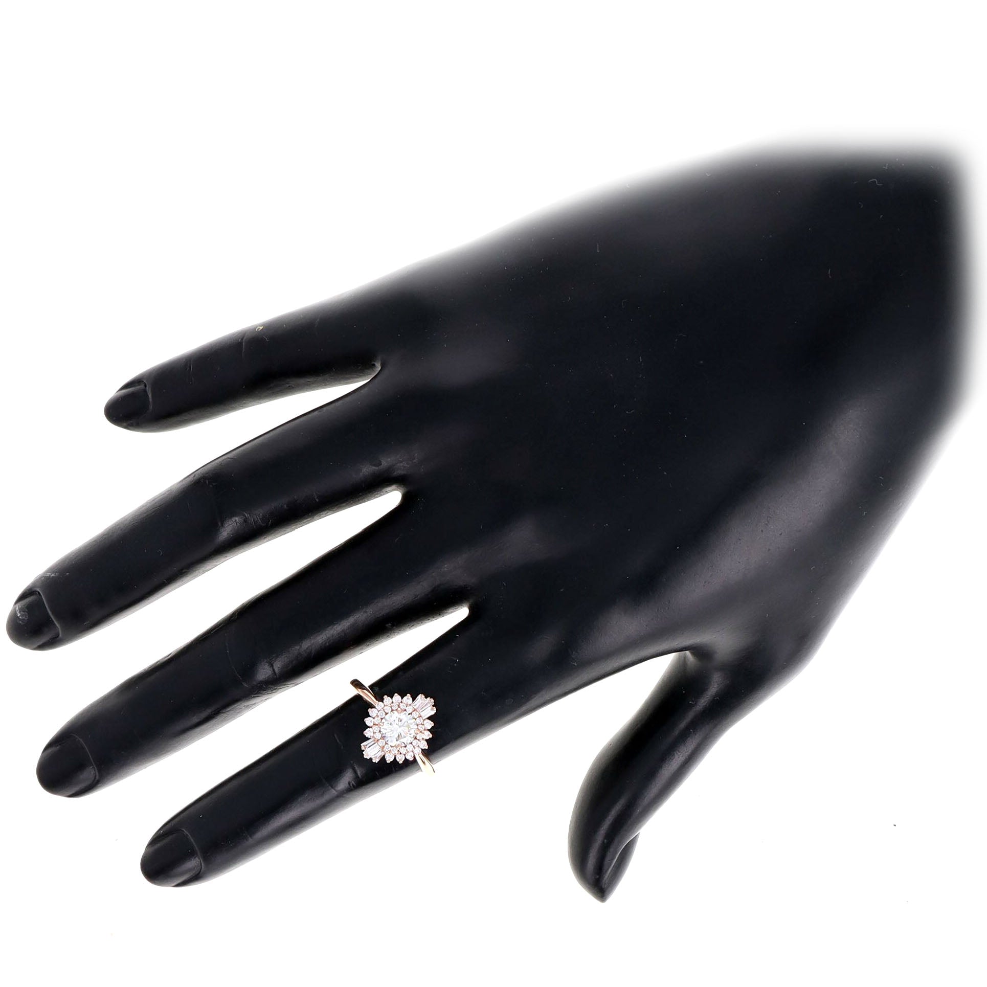 14K Rose Gold 0.72 Carat Round Brilliant Diamond Fan Ballerina Engagement Ring - Queen May