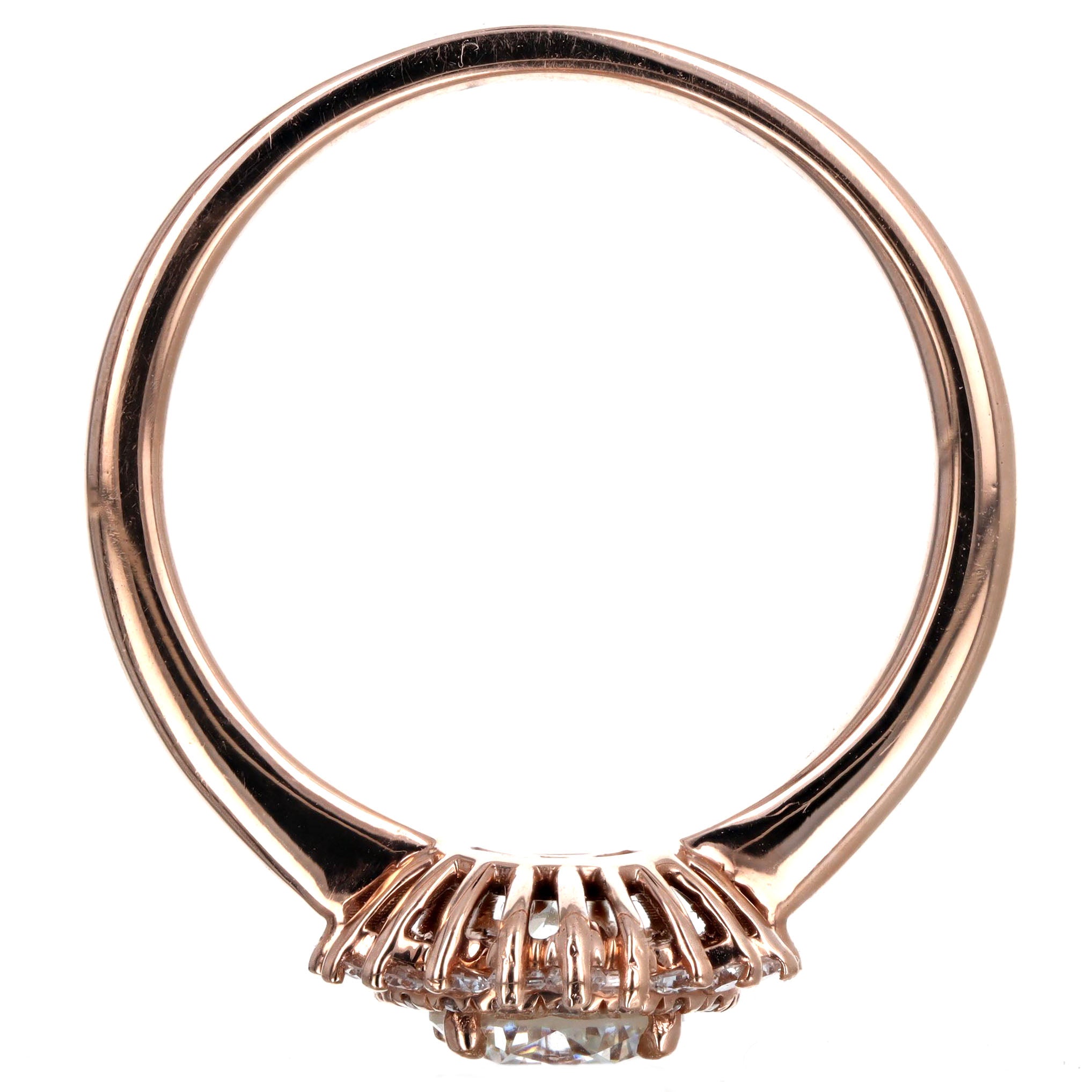 14K Rose Gold 0.72 Carat Round Brilliant Diamond Fan Ballerina Engagement Ring - Queen May