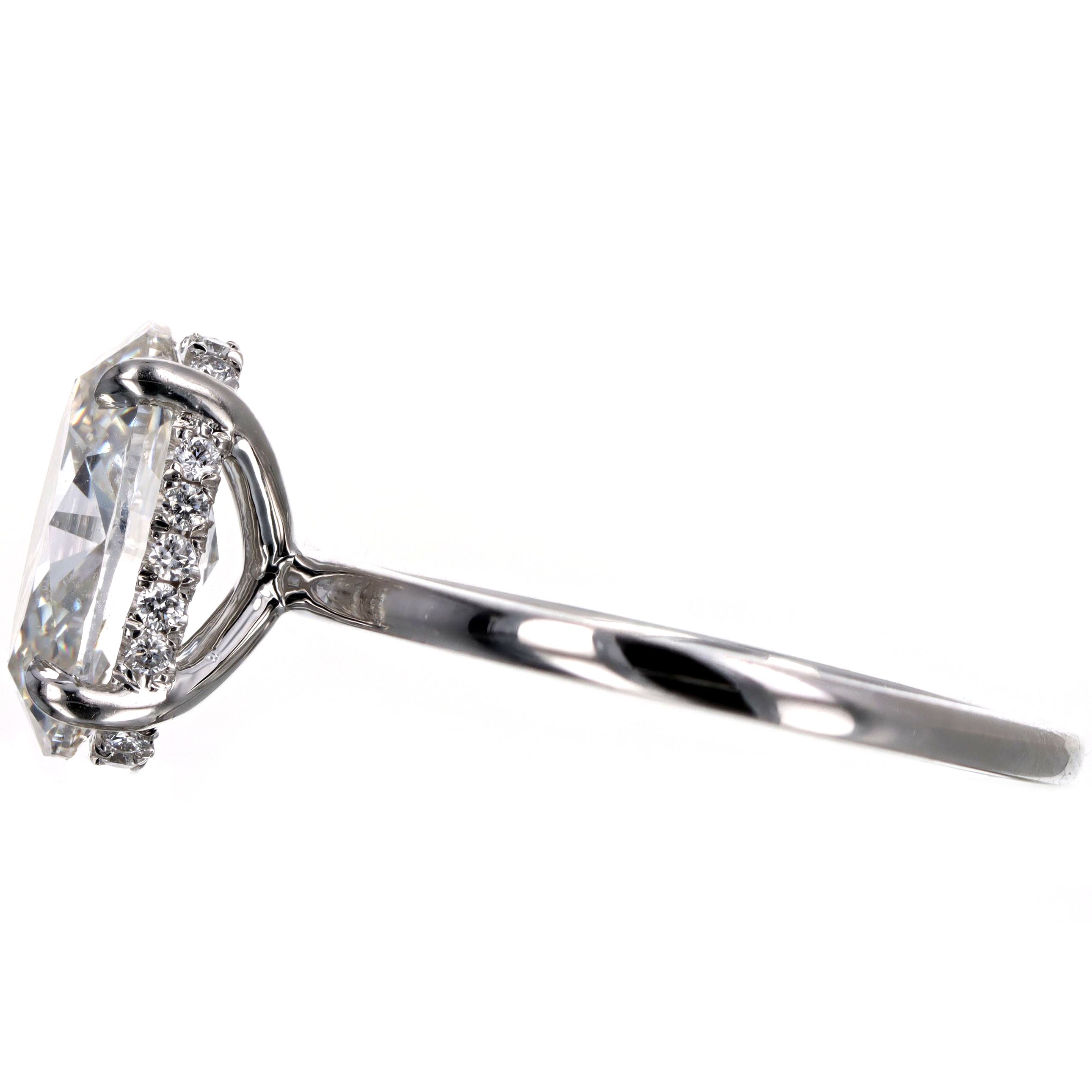 3.01 Carat Oval Diamond Hidden Halo Engagement Ring in Platinum GIA Certified - Queen May