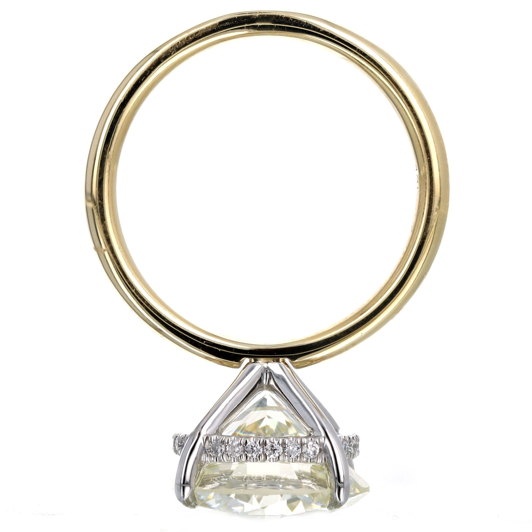 6.13 Carat Round Brilliant Diamond Hidden Halo Engagement in 18K Yellow Gold Platinum GIA Certified - Queen May