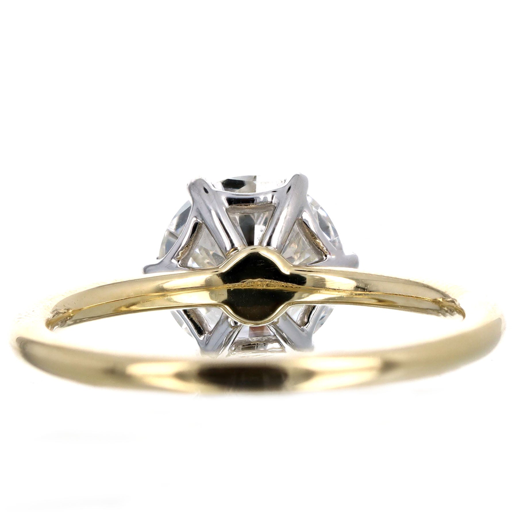 2.12 Carat Round Brilliant Diamond Solitaire Engagement Ring in 18K Yellow Gold & Platinum GIA Certified - Queen May