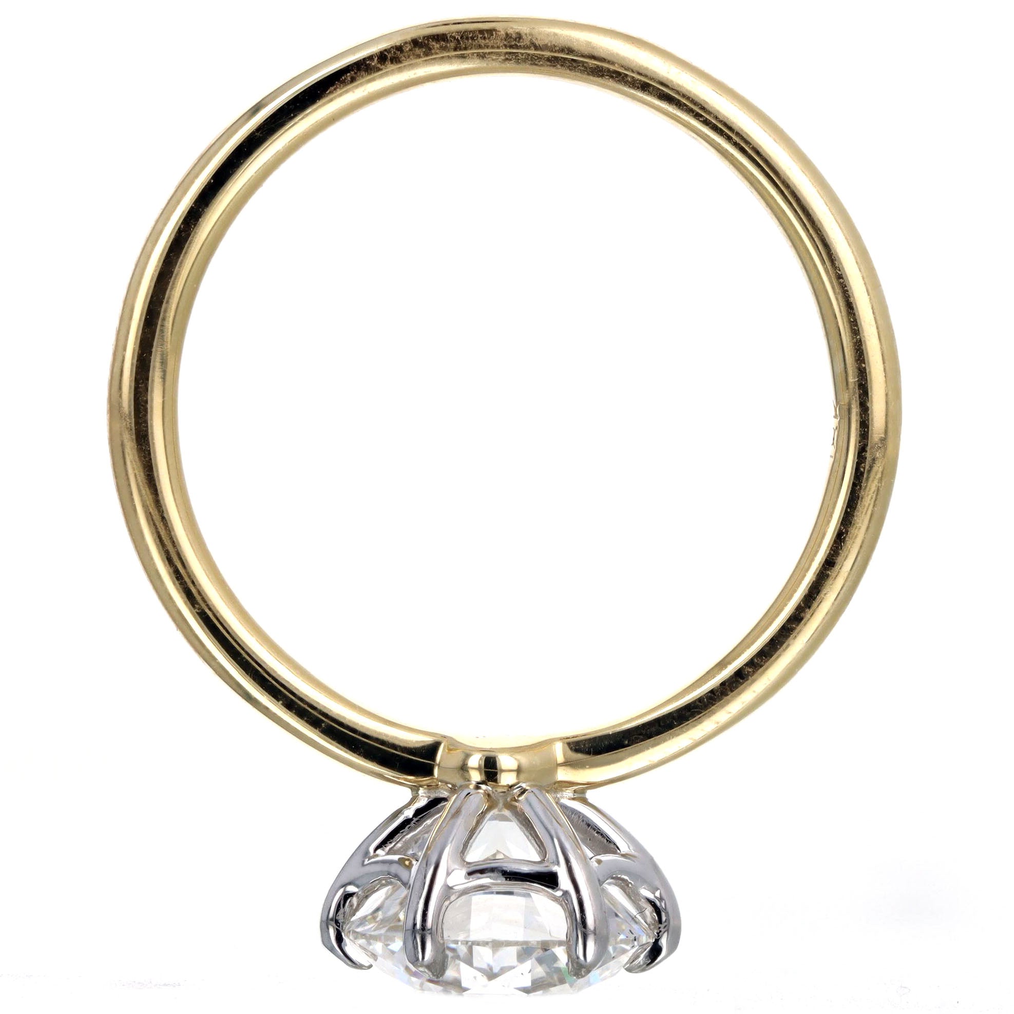 2.12 Carat Round Brilliant Diamond Solitaire Engagement Ring in 18K Yellow Gold & Platinum GIA Certified - Queen May