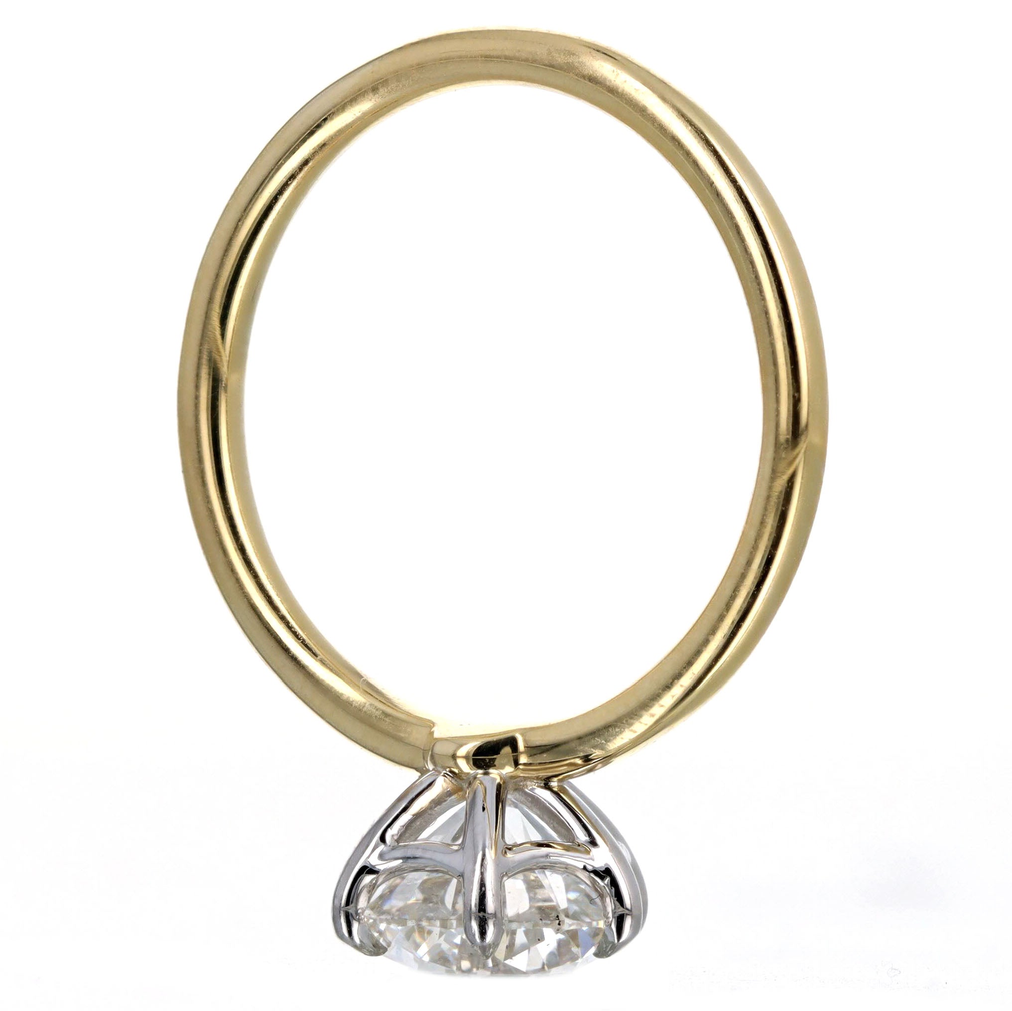 2.12 Carat Round Brilliant Diamond Solitaire Engagement Ring in 18K Yellow Gold & Platinum GIA Certified - Queen May
