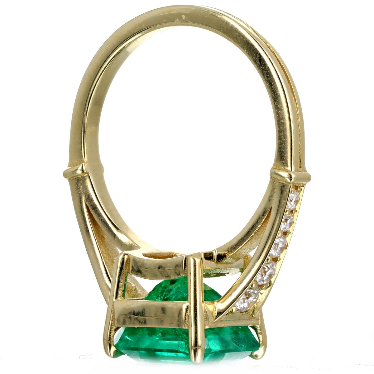 3.47 Carat Colombian Emerald & Diamond Ring in 18K Yellow Gold AGL Certified - Queen May