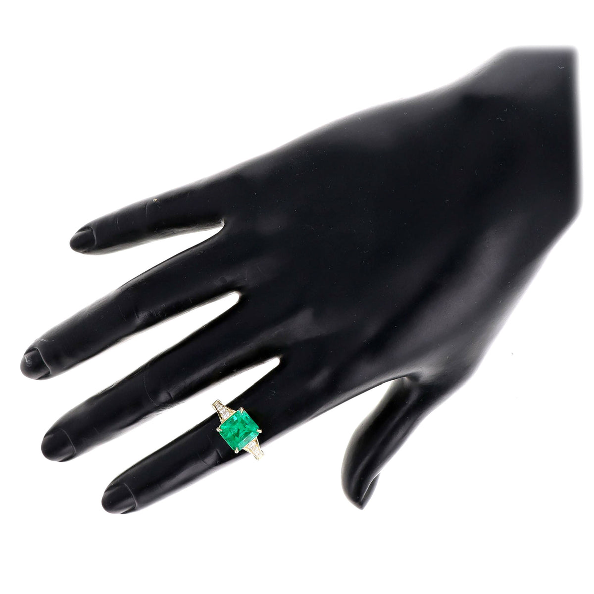 3.47 Carat Colombian Emerald & Diamond Ring in 18K Yellow Gold AGL Certified - Queen May