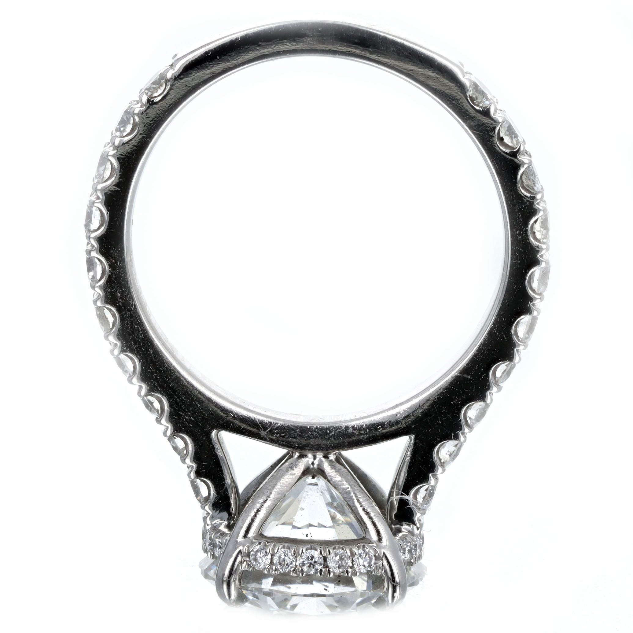 3.75 Carat Round Brilliant Diamond Hidden Halo Engagement Ring in Platinum GIA Certified - Queen May