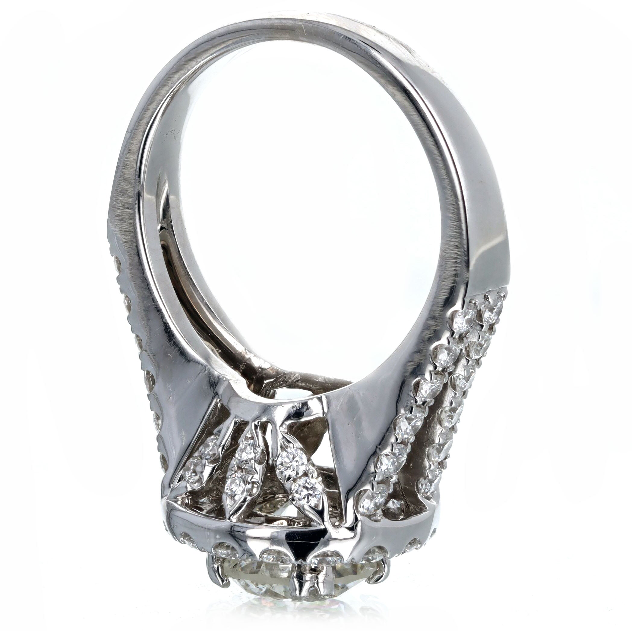 1.72 Carat Round Brilliant Diamond Halo Engagement Ring in 18K White Gold GIA Certified - Queen May