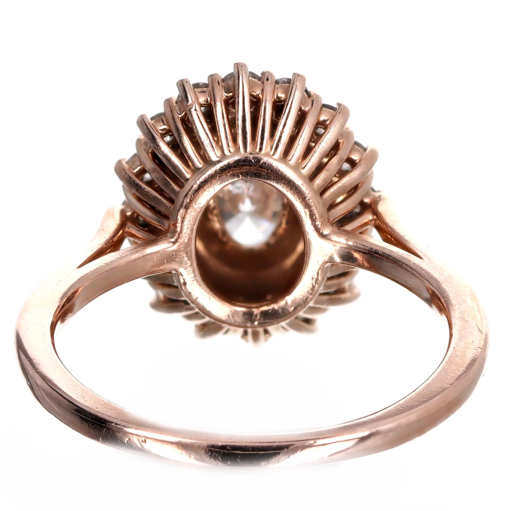 0.70 Carat Oval Diamond Double Halo Engagement Ring in 14K Rose Gold - Queen May