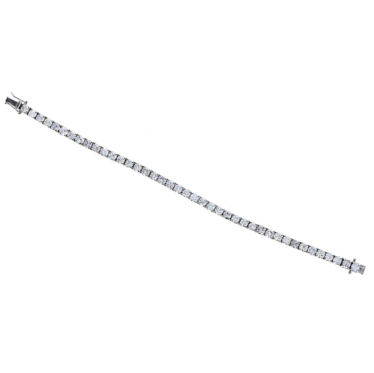 14K White Gold 10.61 Carat Total Weight Round Brilliant Cut Diamond Tennis Bracelet - Queen May