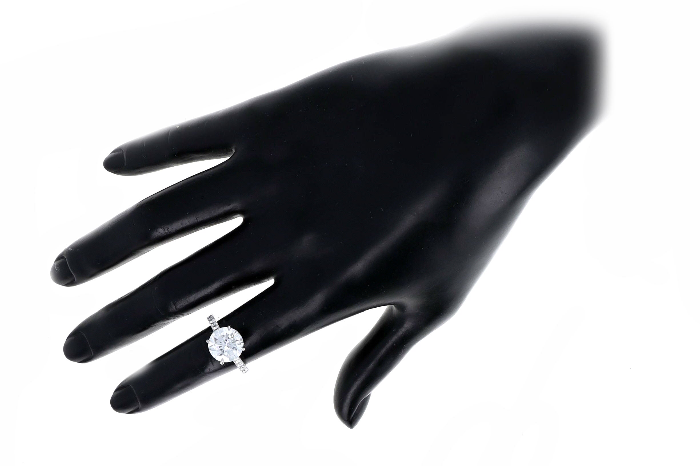 3.75 Carat Round Brilliant Diamond Hidden Halo Engagement Ring in Platinum GIA Certified - Queen May