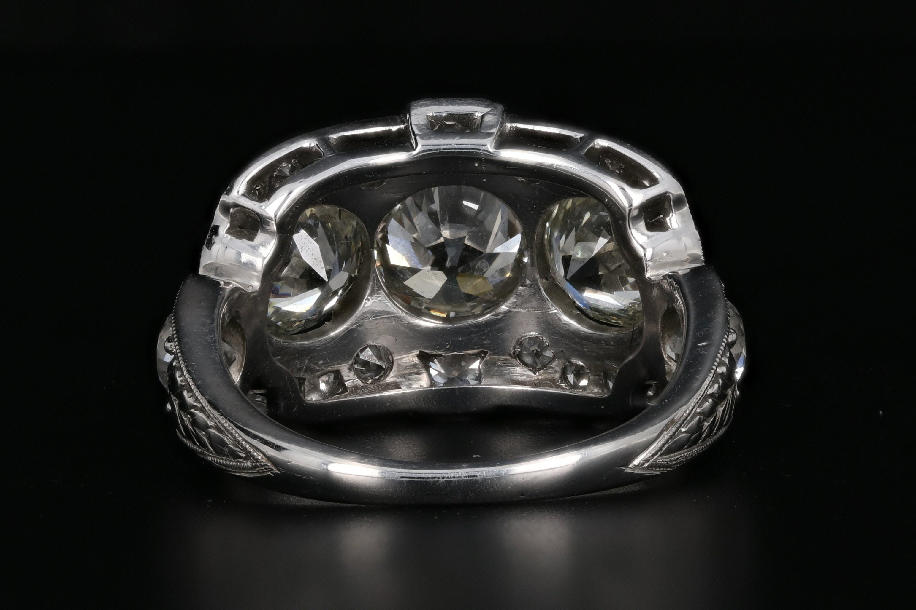 Art Deco Platinum Old European Cut 3 Stone Diamond Engagement Ring c.1920's - Queen May