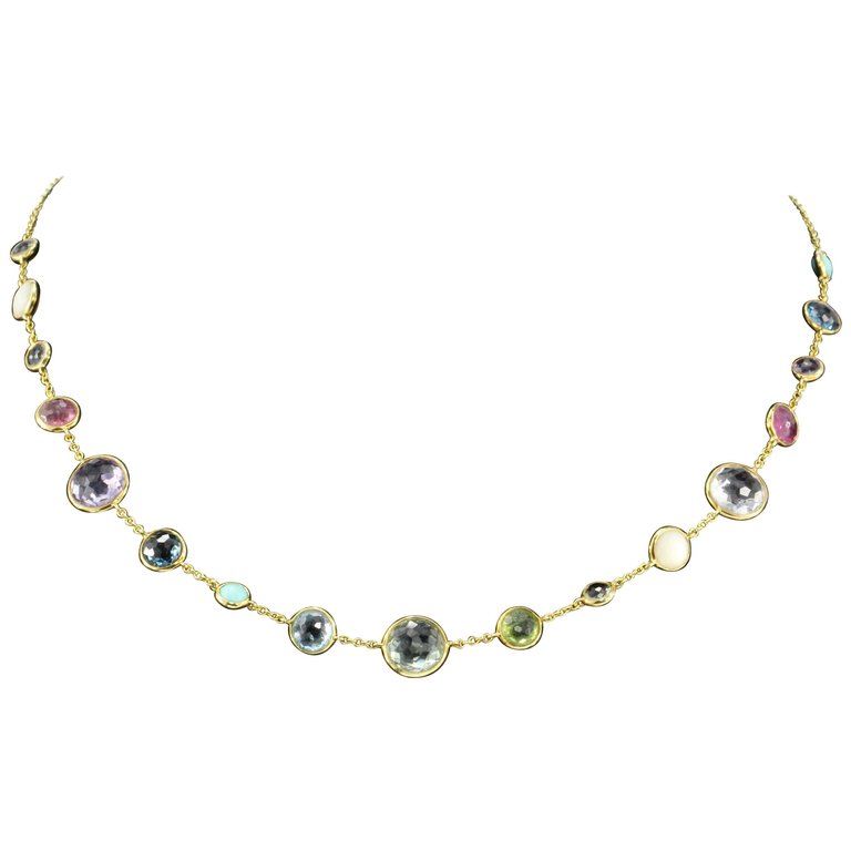 Ippolita Rock Candy Gelato Semi-Precious Multi-Stone 18K Yellow Gold Mini Station Necklace - Queen May