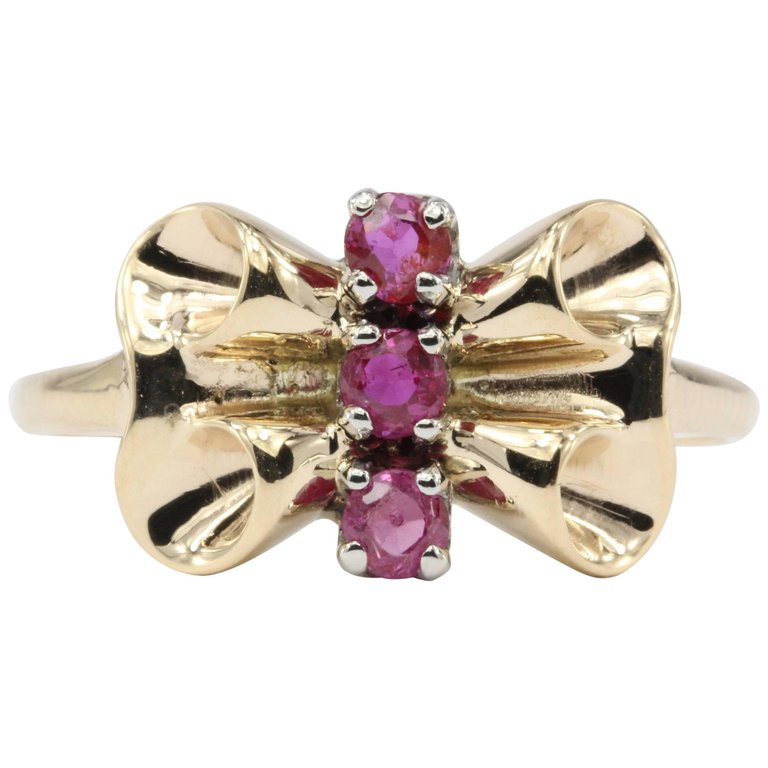 Vintage 14K Gold & Palladium Tiffany & Co Ruby Ring Size 8 c.1945 - Queen May