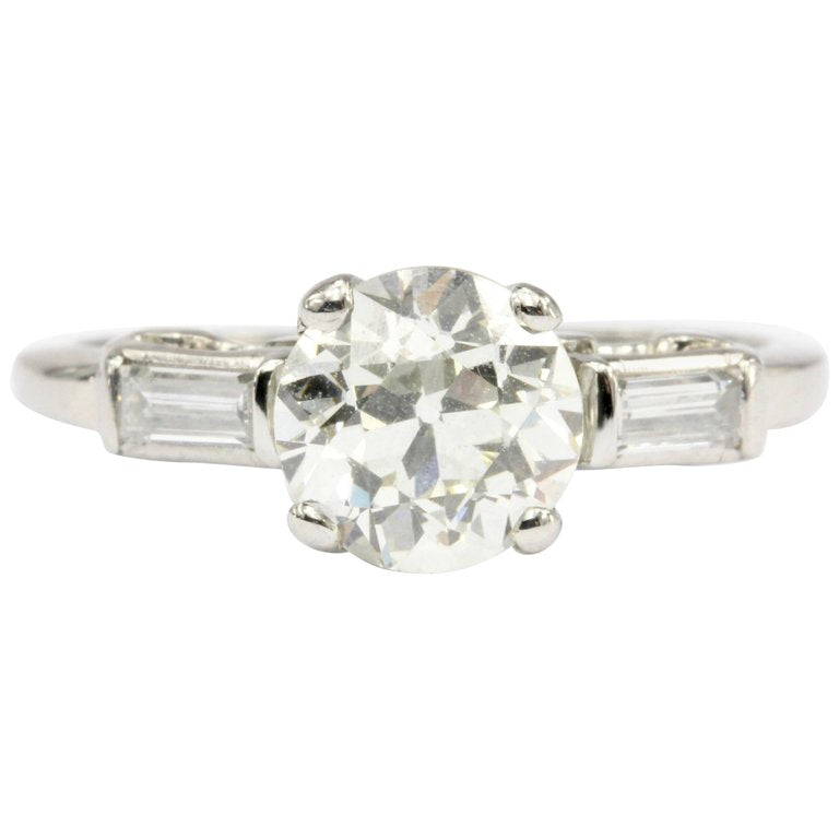 Art Deco Platinum 1.27 CT Old European Cut Diamond Engagement Ring Size 5 - Queen May