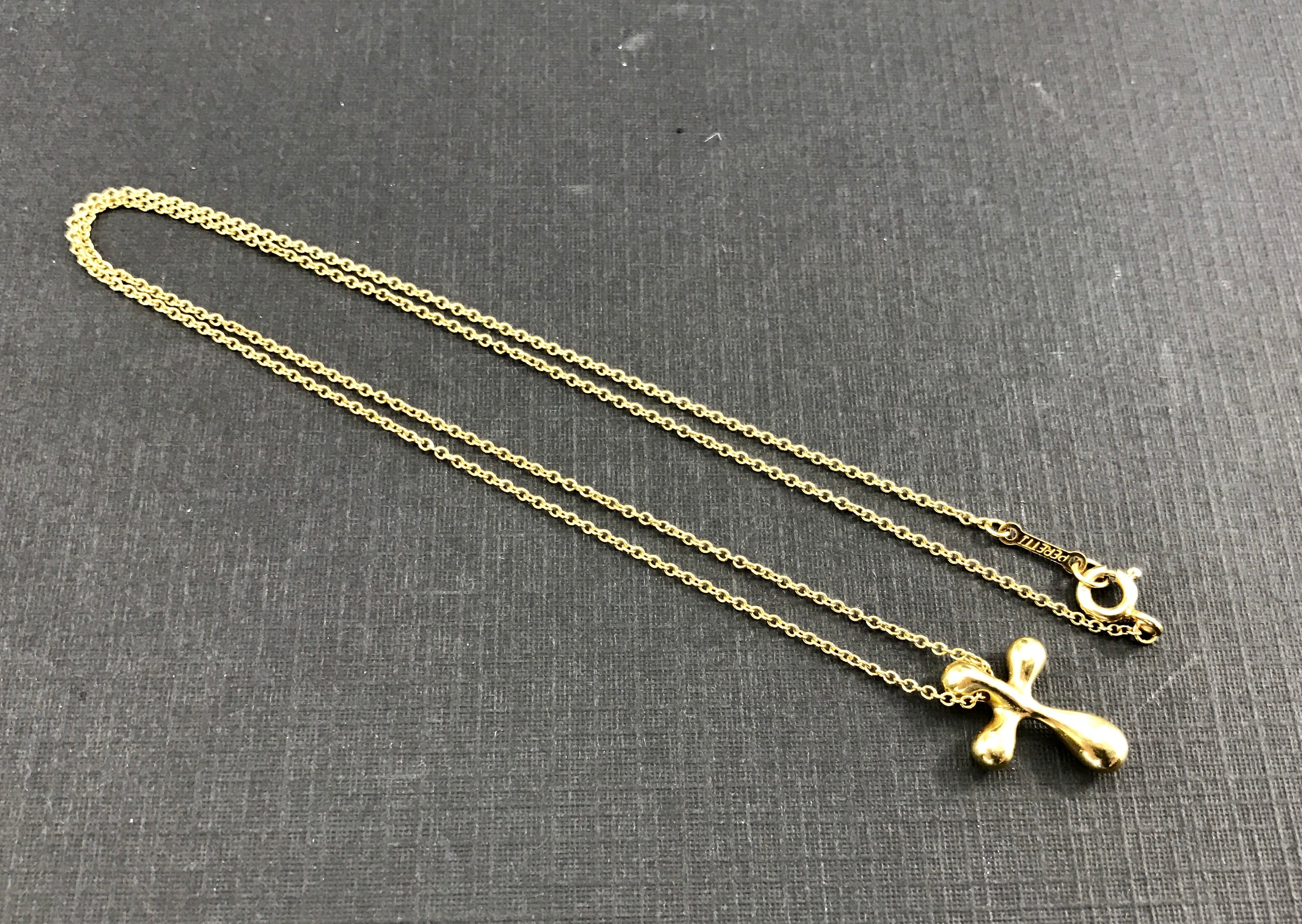 Tiffany & Co 18K Elsa Peretti Small Cross Pendant Necklace - Queen May