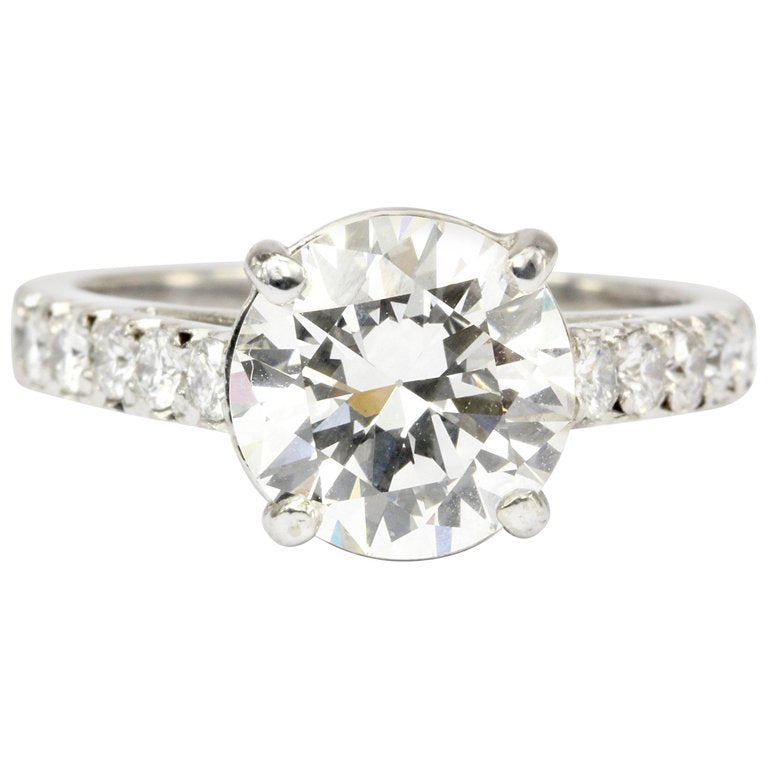 18K White Gold GIA 2.59 CT Diamond Engagement Ring Size 5 - Queen May