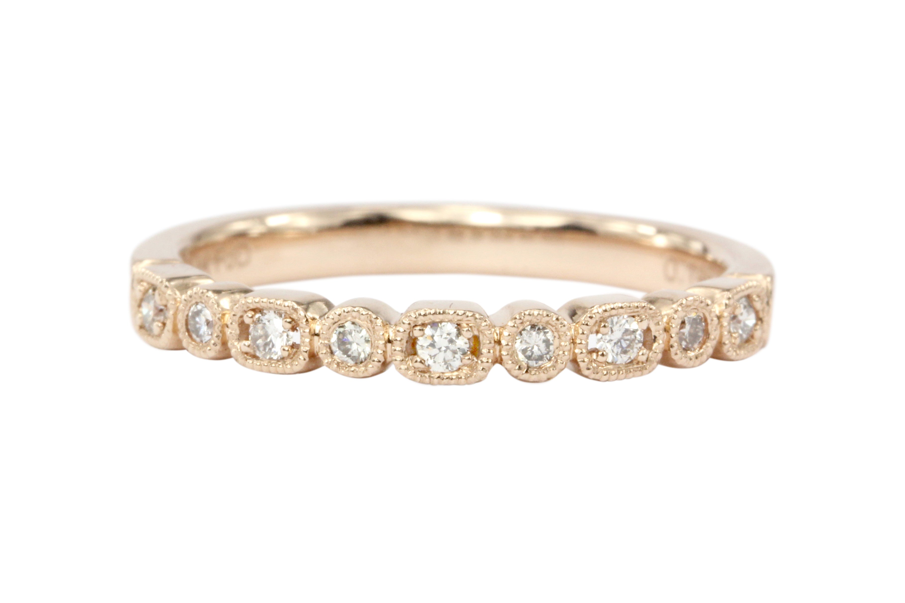 14K Rose Gold Diamond Half Eternity Band - Queen May